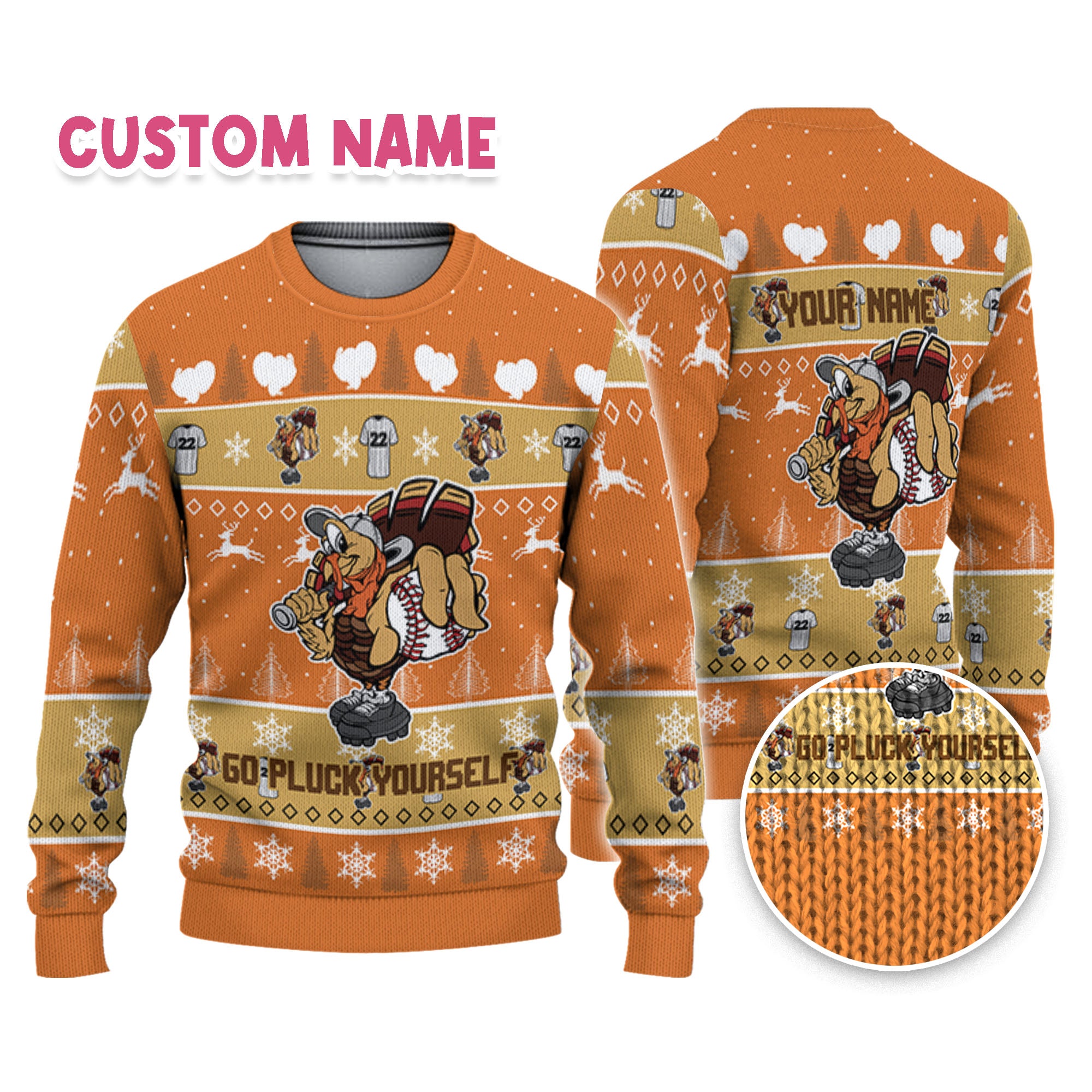 personalize-ugly-thanksgiving-turkey-player-baseball-orange-nda31-9267