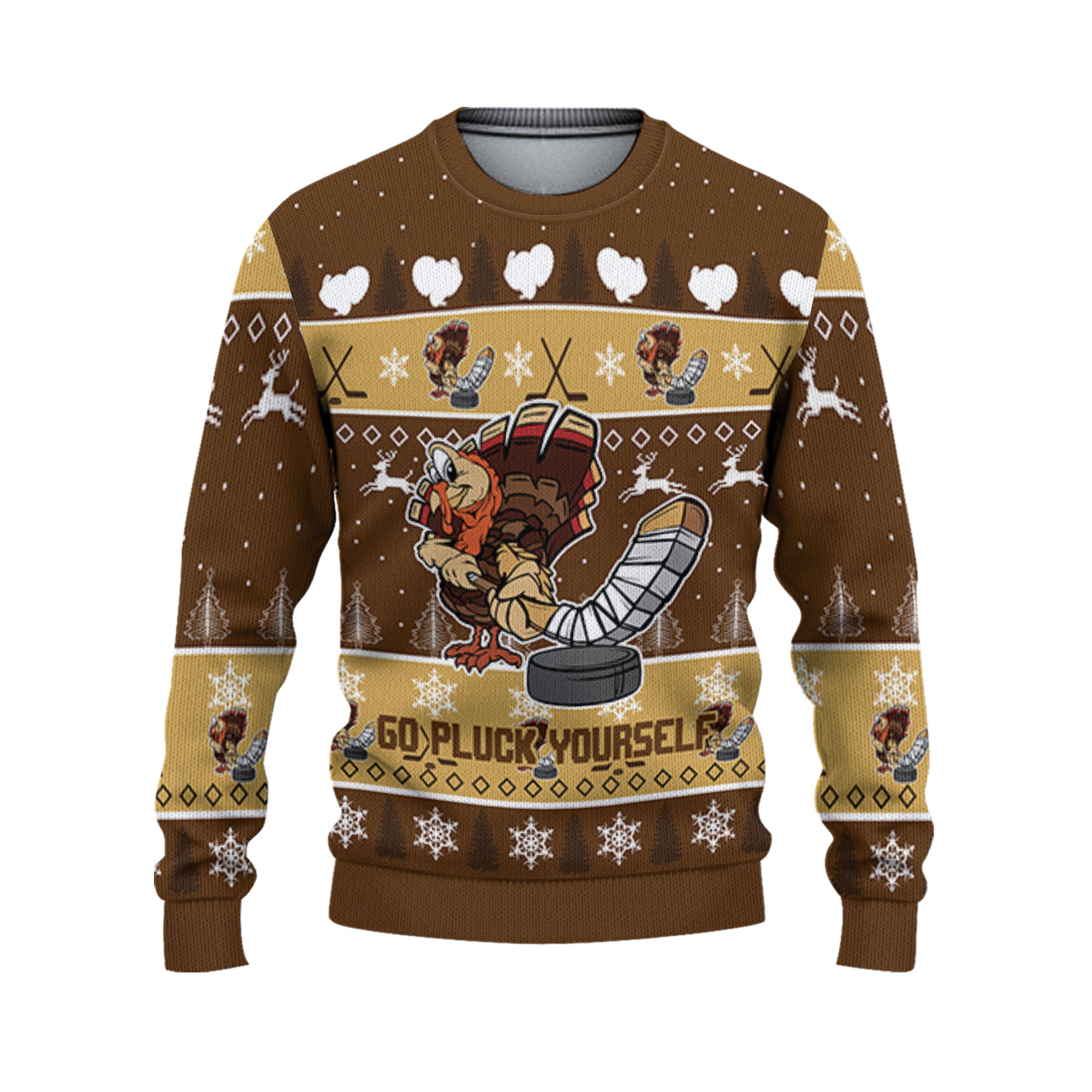 personalize-ugly-thanksgiving-turkey-player-hockey-sport-brown-nda29-4772