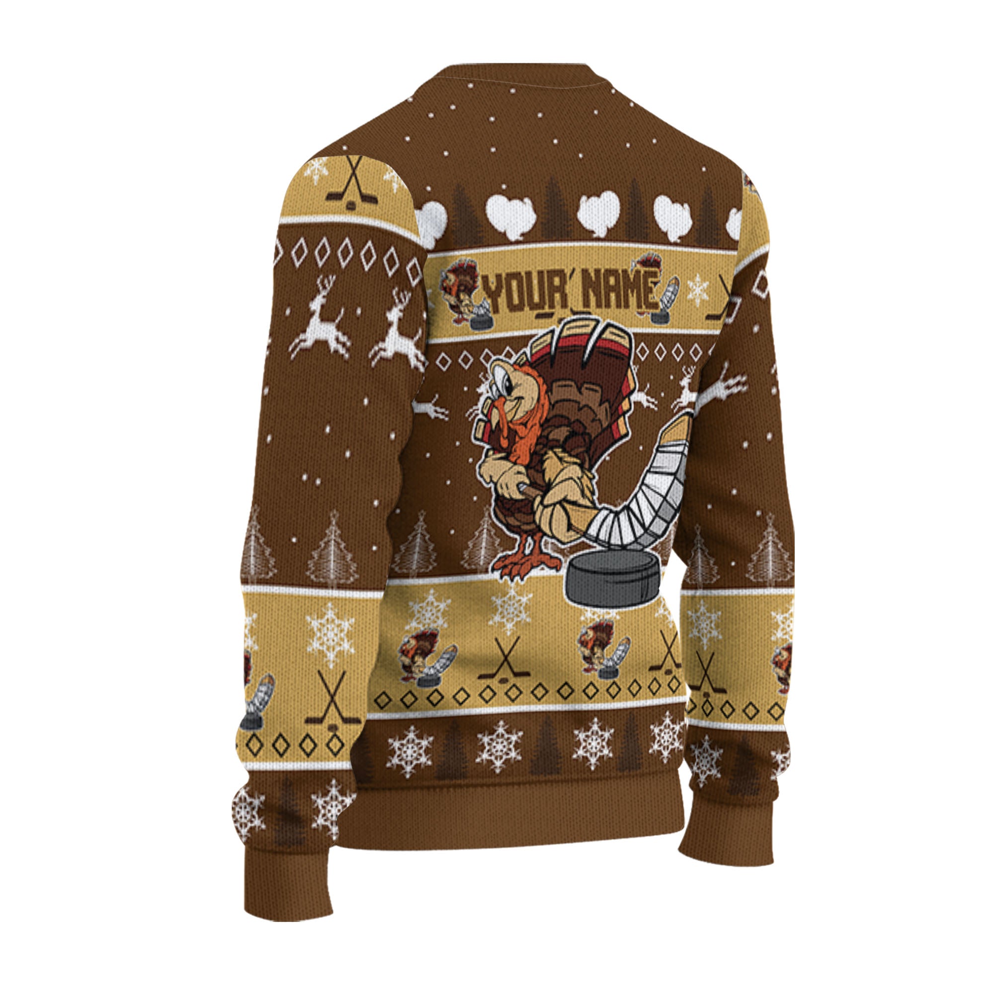 personalize-ugly-thanksgiving-turkey-player-hockey-sport-brown-nda29-4772