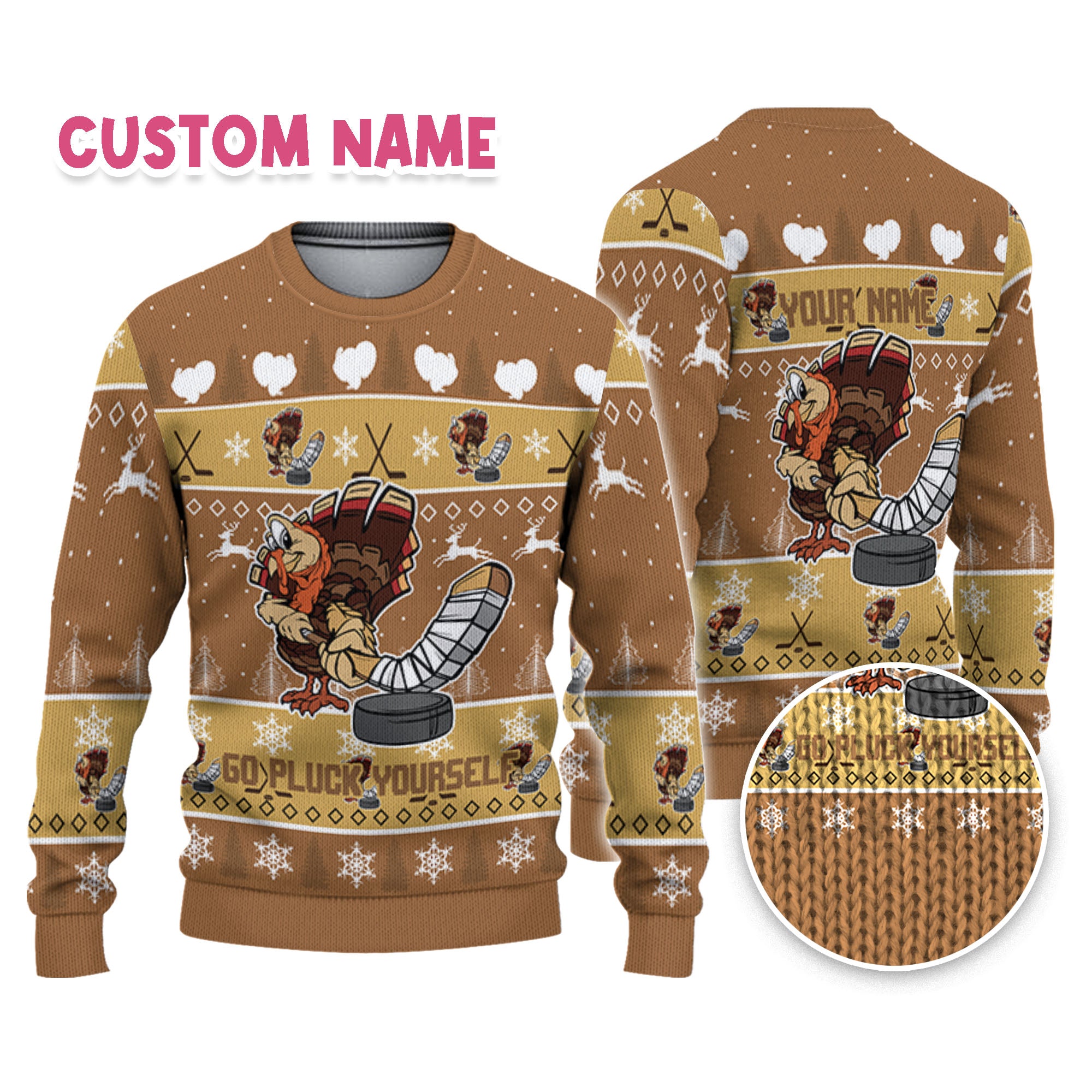 personalize-ugly-thanksgiving-turkey-player-hockey-sport-light-brown-nda29-9916