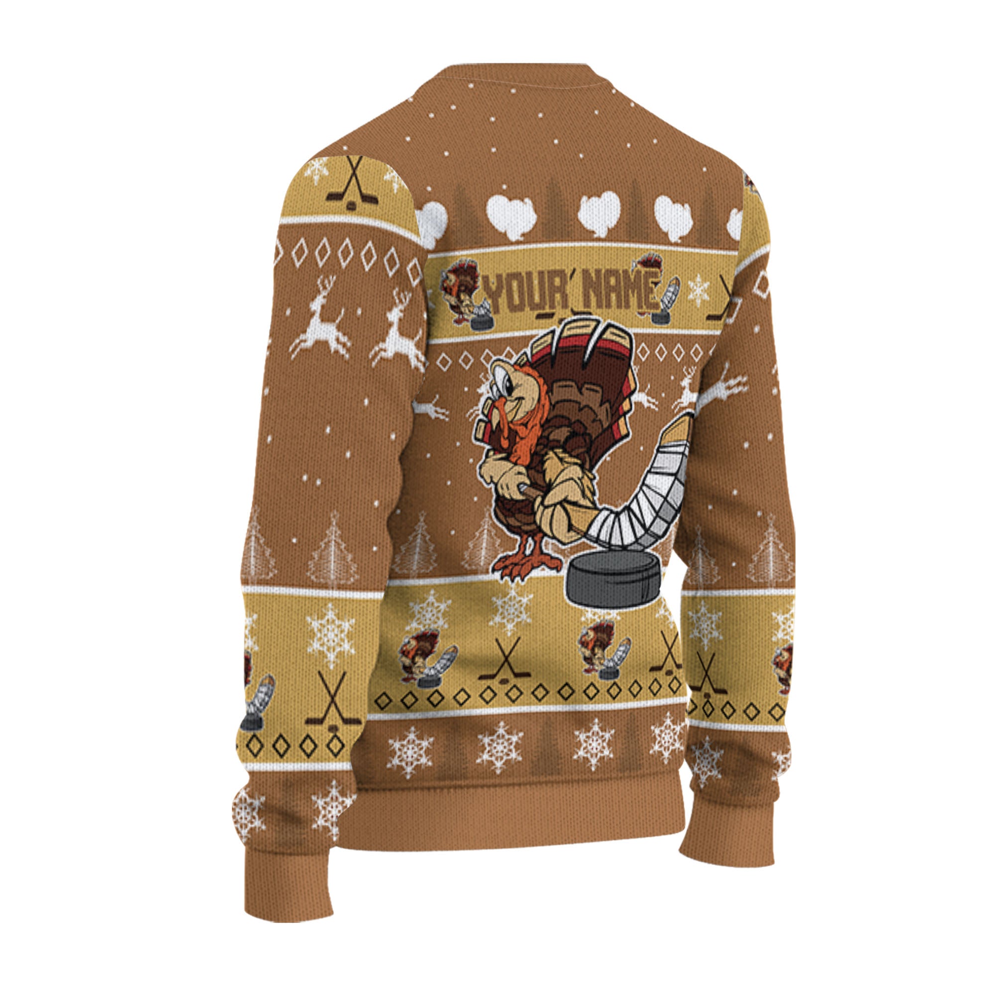 personalize-ugly-thanksgiving-turkey-player-hockey-sport-light-brown-nda29-9916