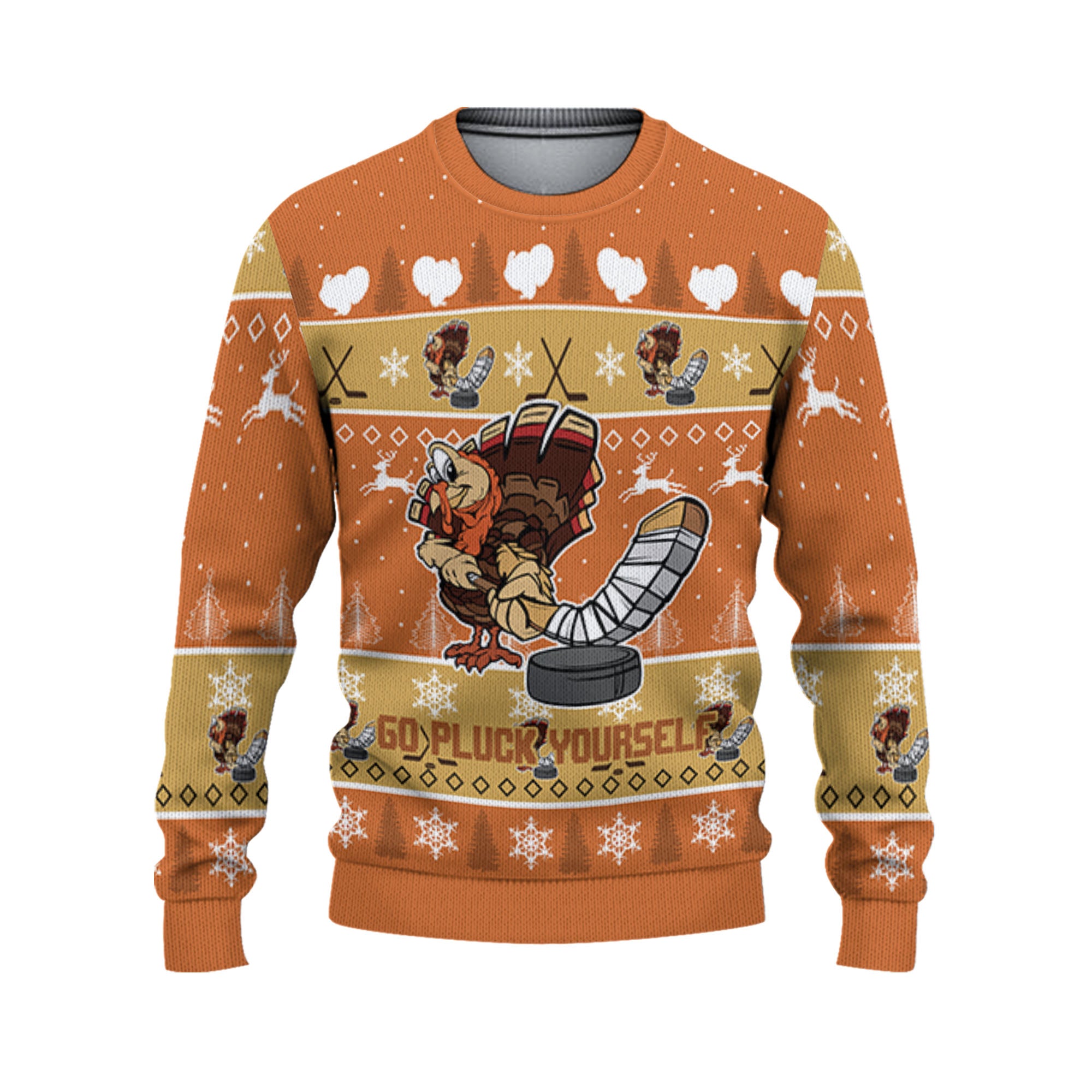personalize-ugly-thanksgiving-turkey-player-hockey-sport-orange-nda29-3280