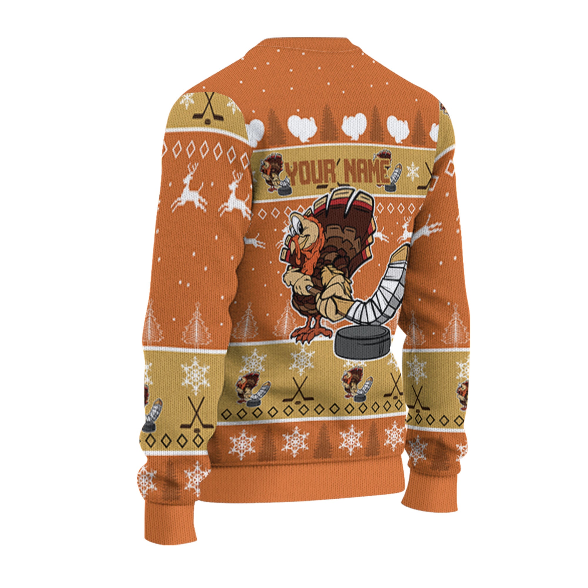 personalize-ugly-thanksgiving-turkey-player-hockey-sport-orange-nda29-3280