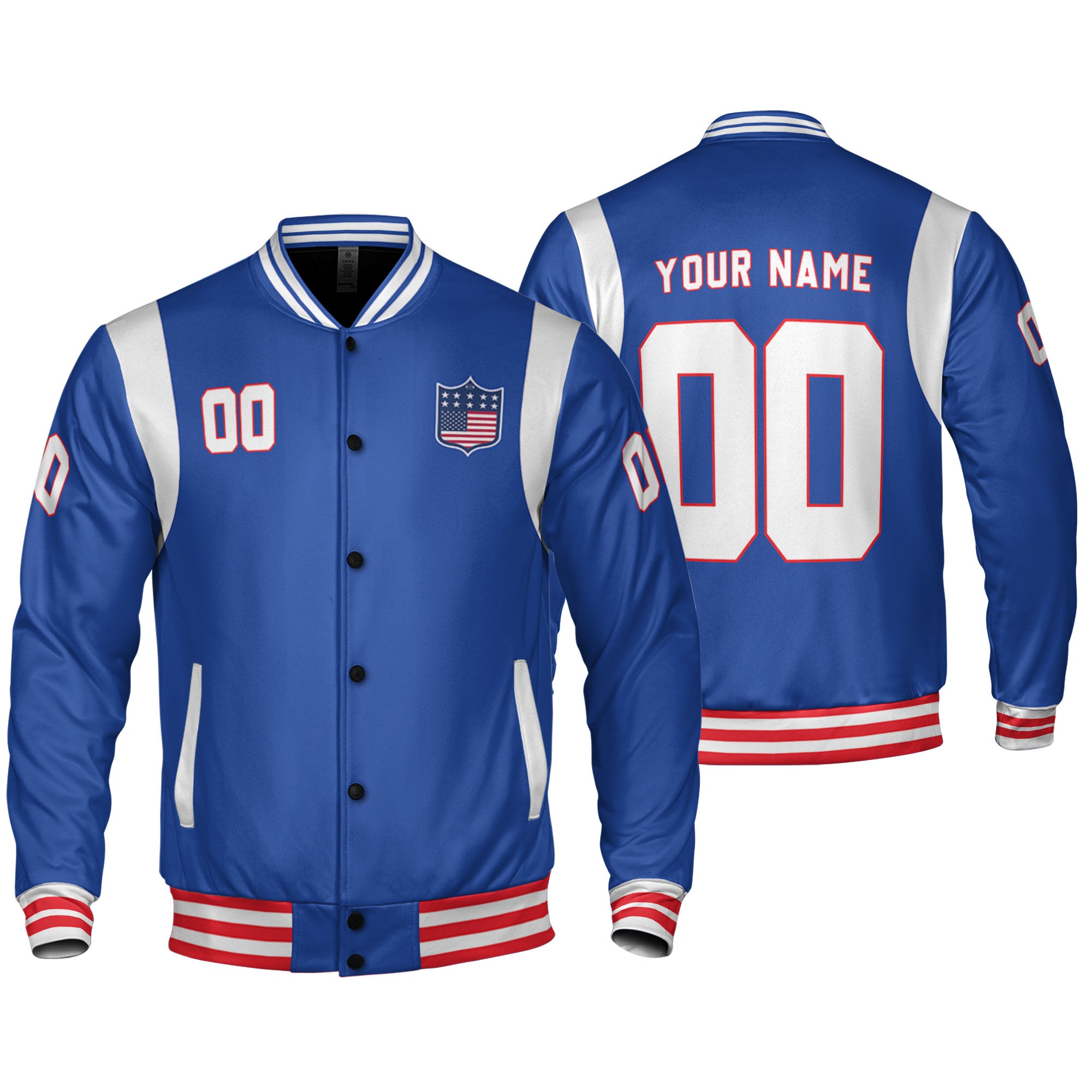 Personalized Famous Team BB Blue and White Varsity I2