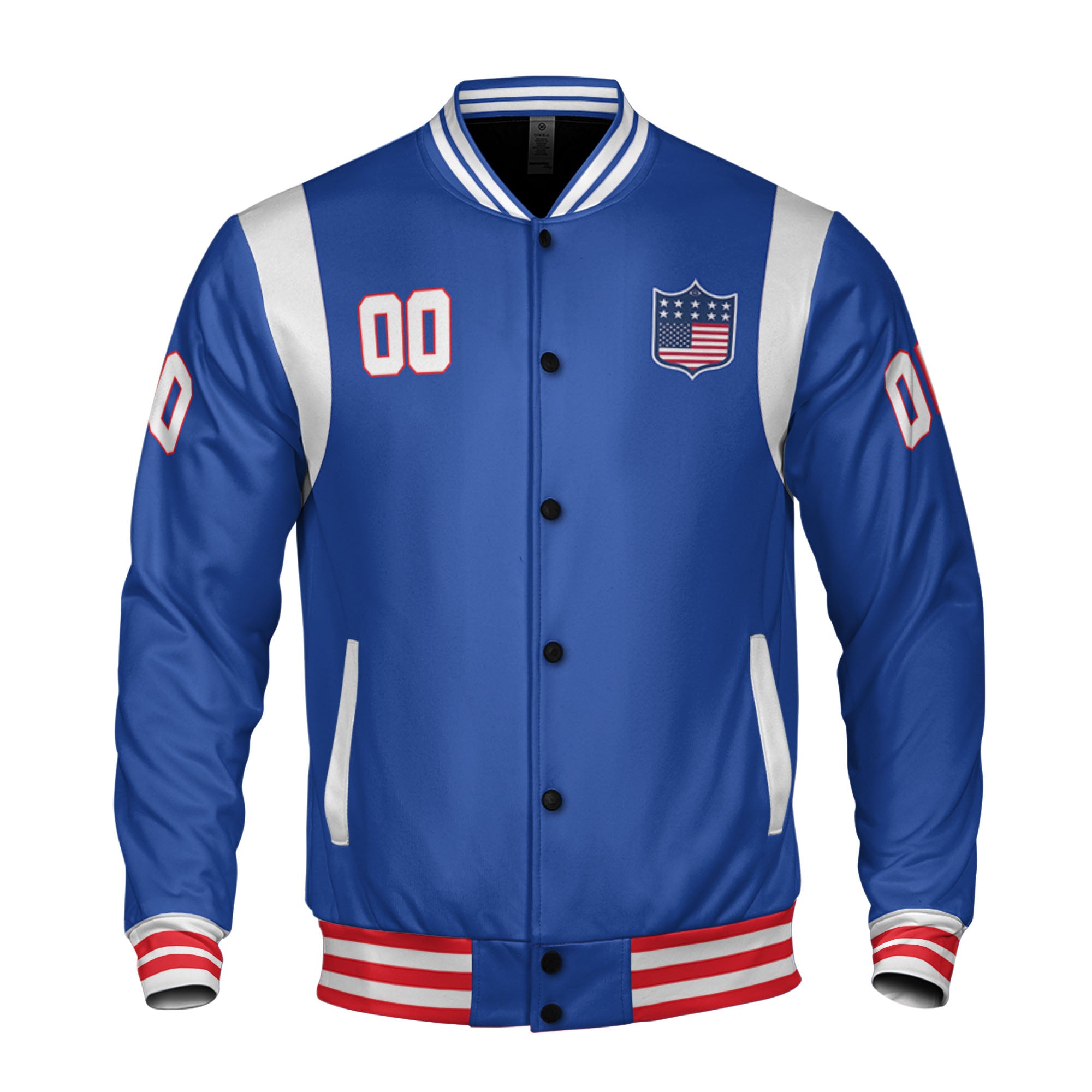 Personalized Famous Team BB Blue and White Varsity I2