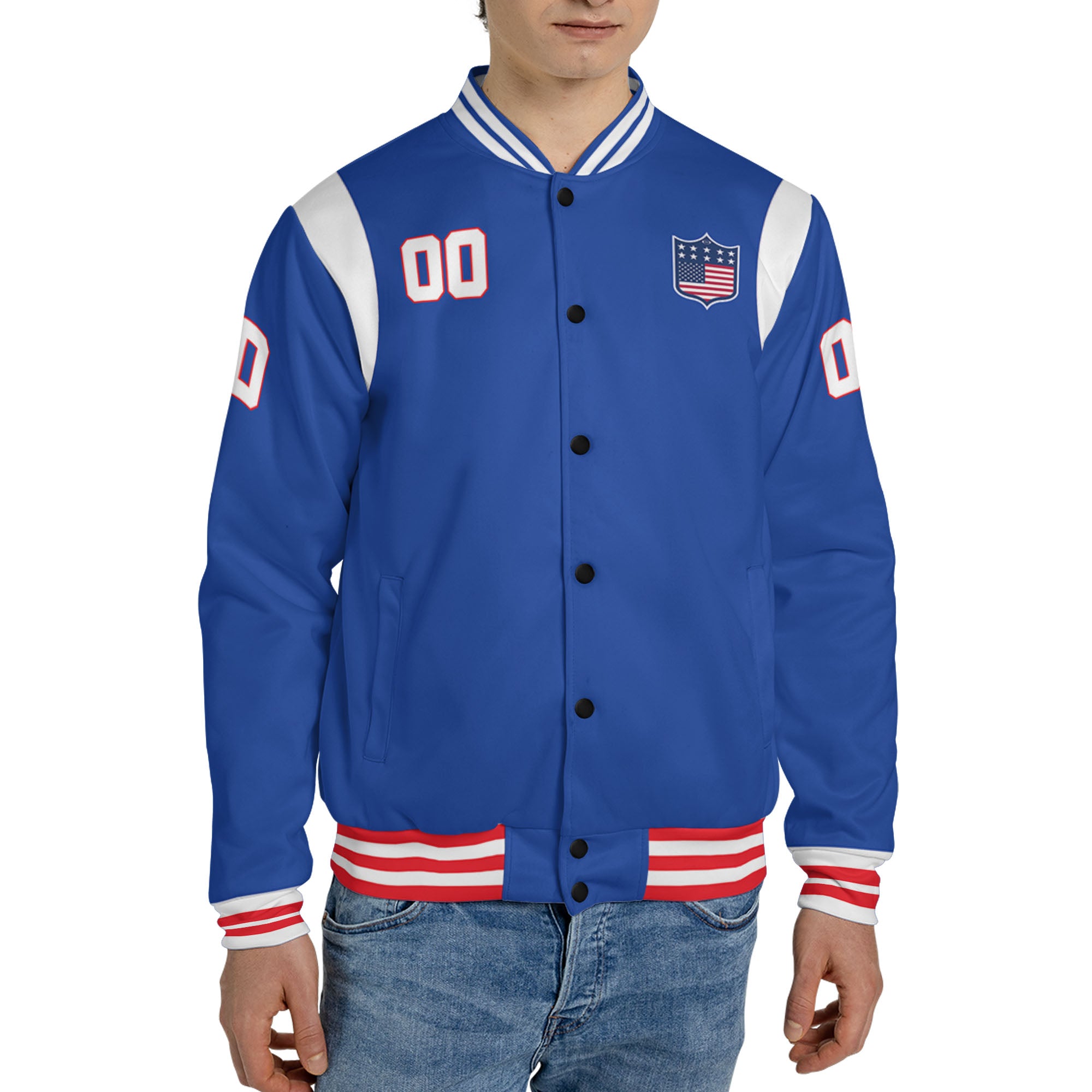 Personalized Famous Team BB Blue and White Varsity I2