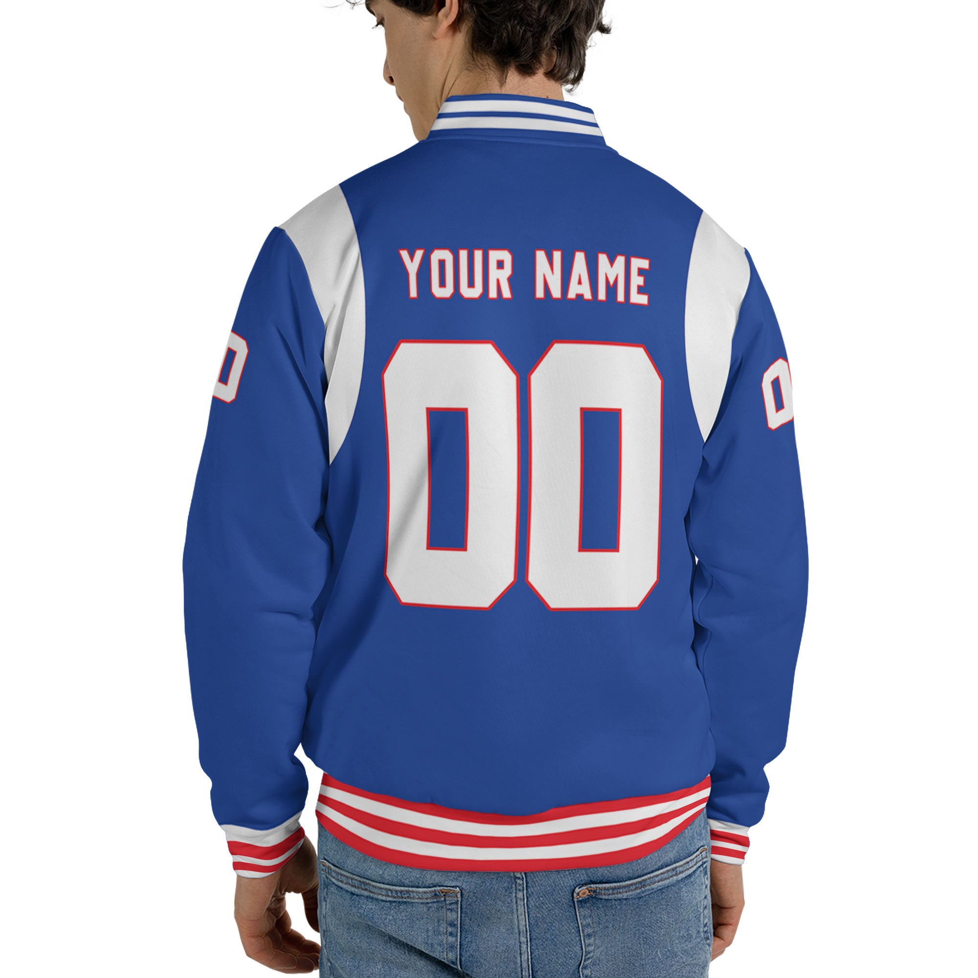 Personalized Famous Team BB Blue and White Varsity I2
