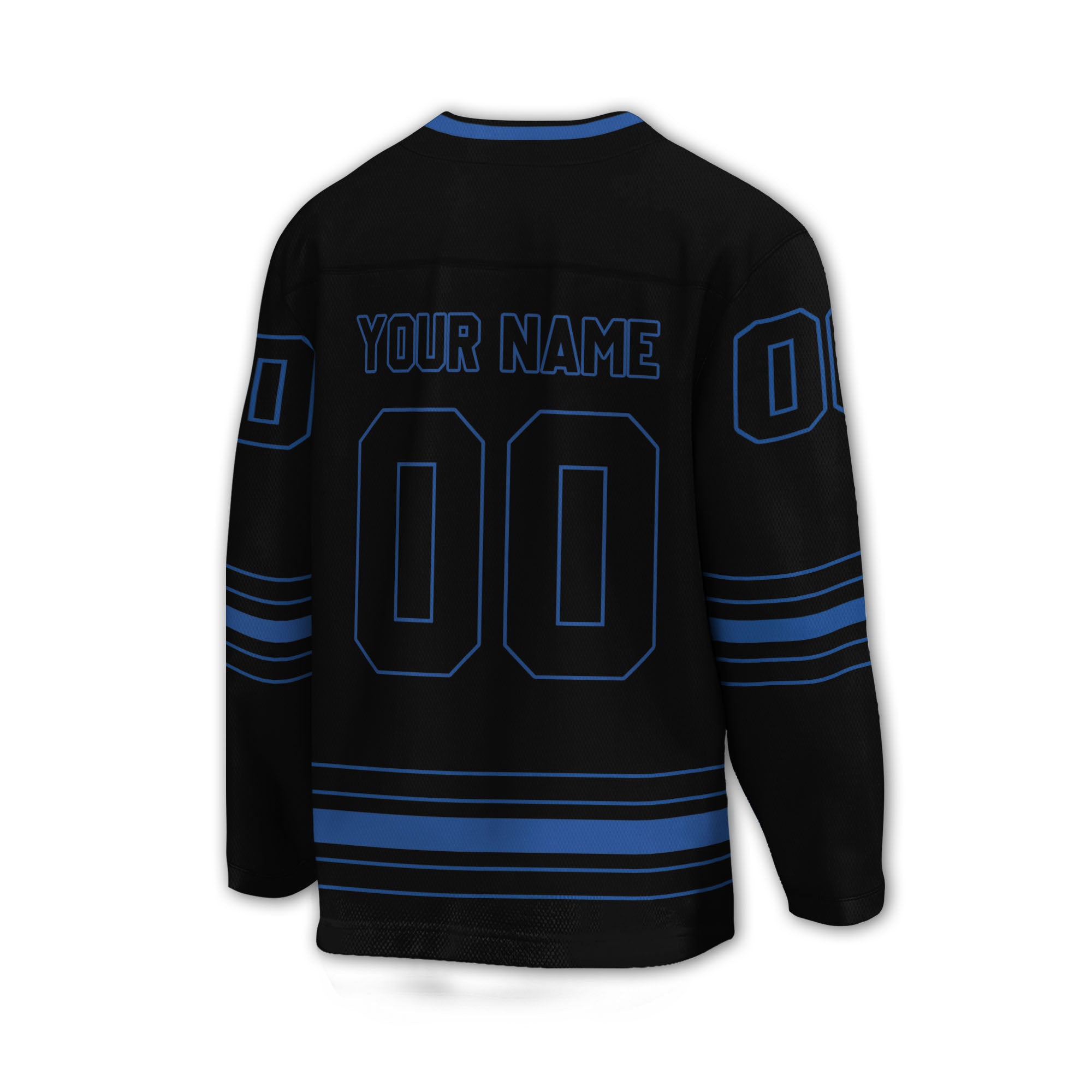 Personalized Ice Hockey Jersey shirt black and blue team VDD02