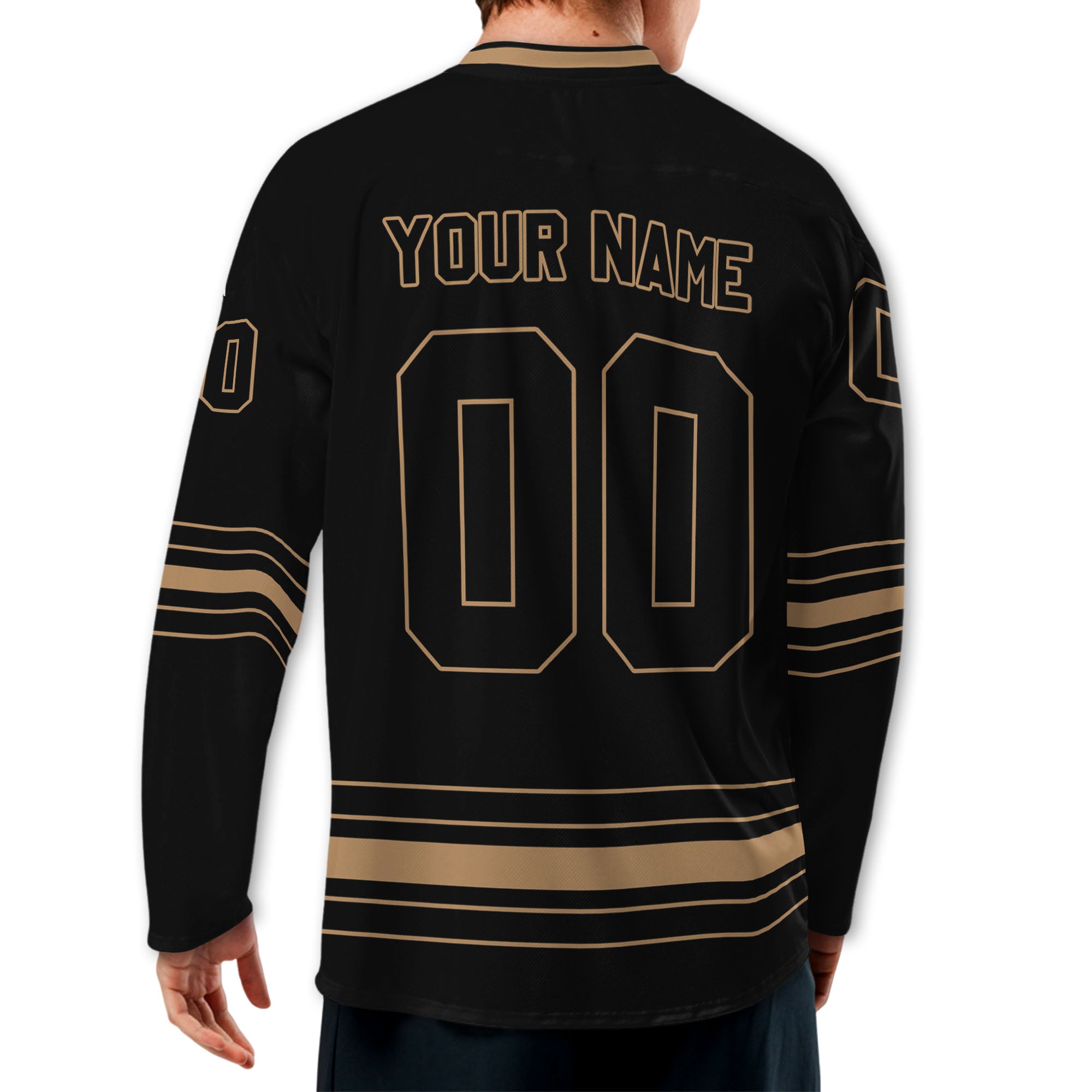 Personalized Ice Hockey Jersey shirt black and cream team VDD02