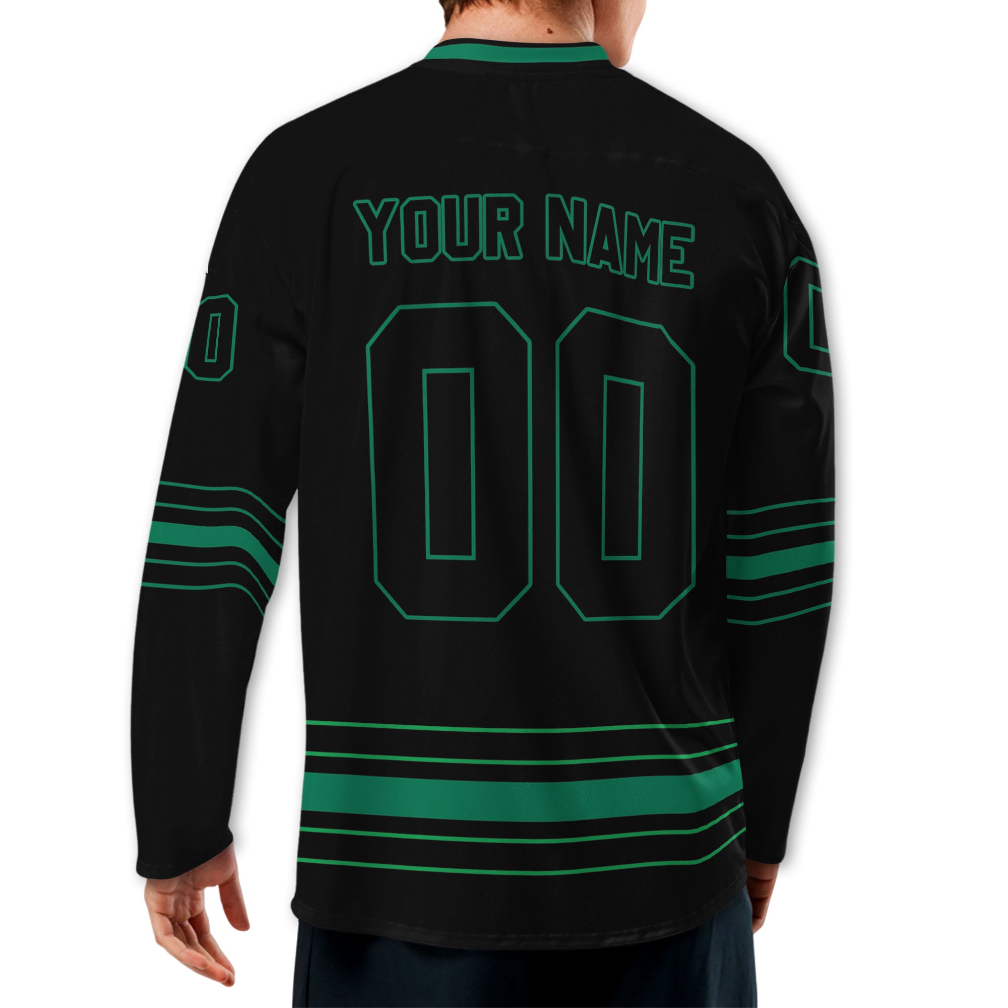 Personalized Ice Hockey Jersey shirt black and green team VDD02
