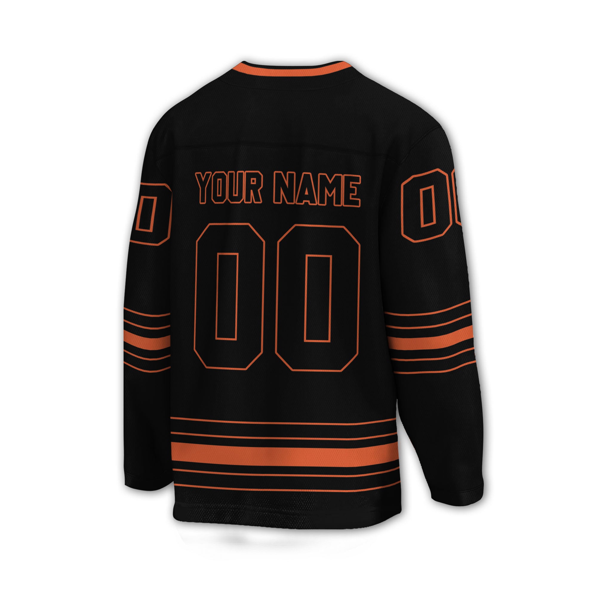 Personalized Ice Hockey Jersey shirt black and orange team VDD02