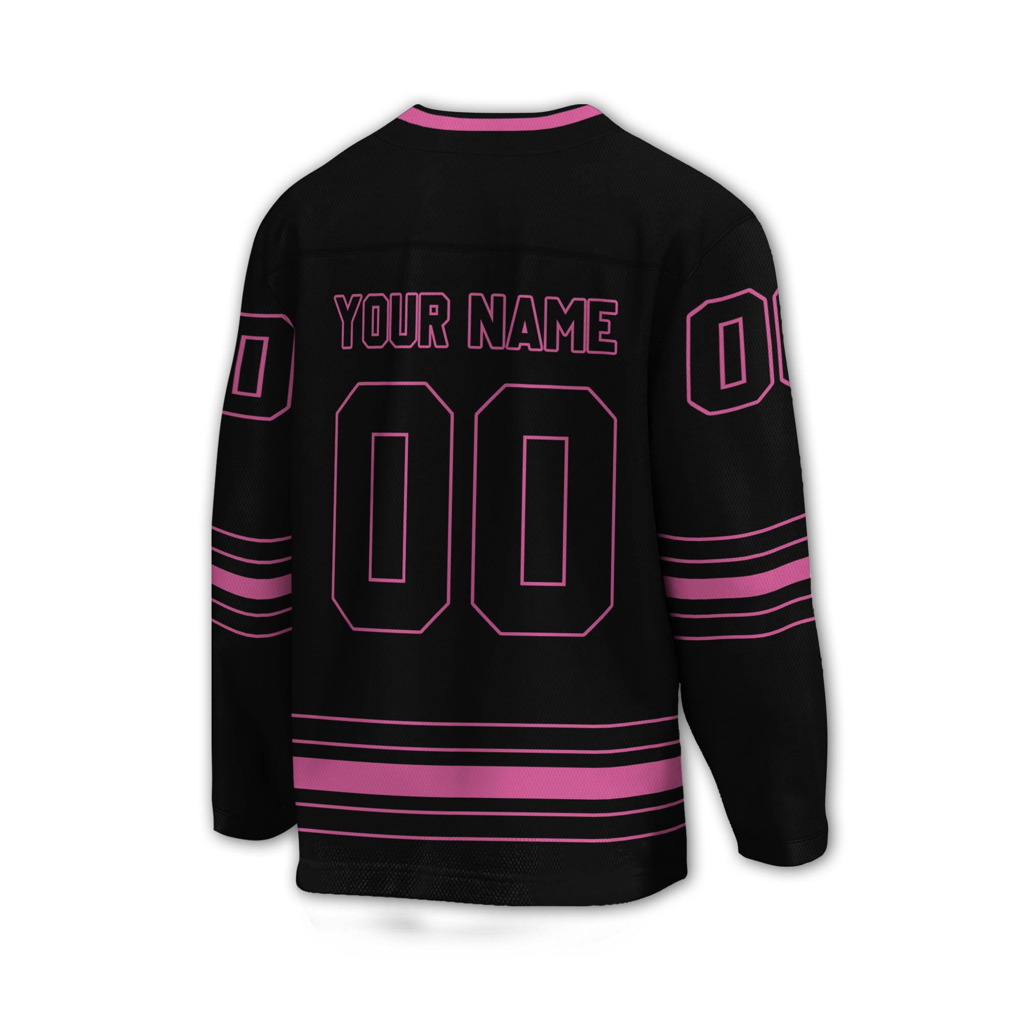Personalized Ice Hockey Jersey shirt black and pink team VDD02