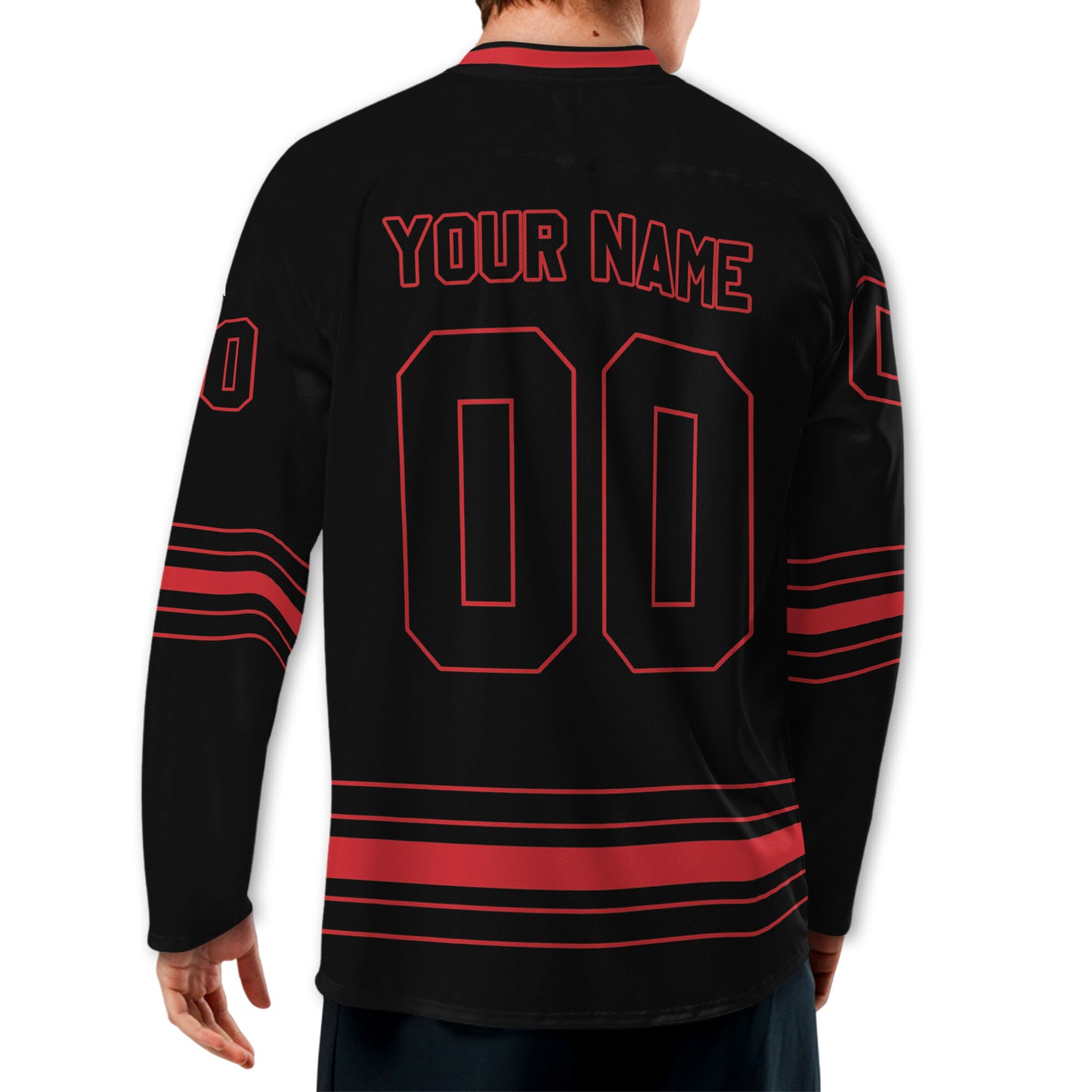 Personalized Ice Hockey Jersey shirt black and royal red team VDD02