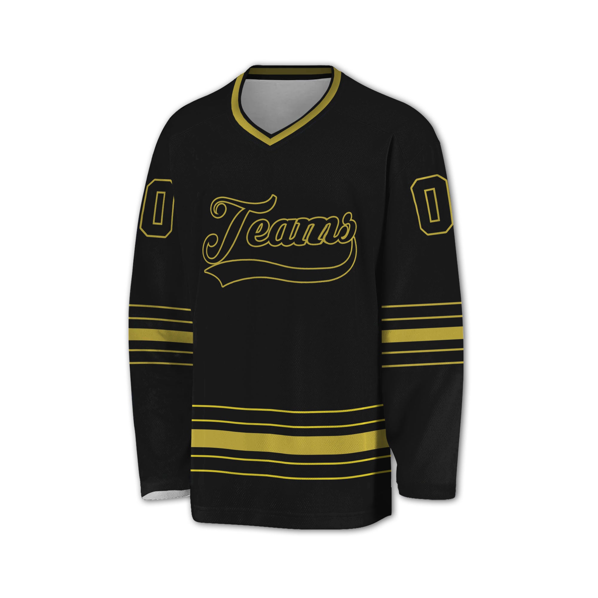Personalized Ice Hockey Jersey shirt black and yellow team VDD02