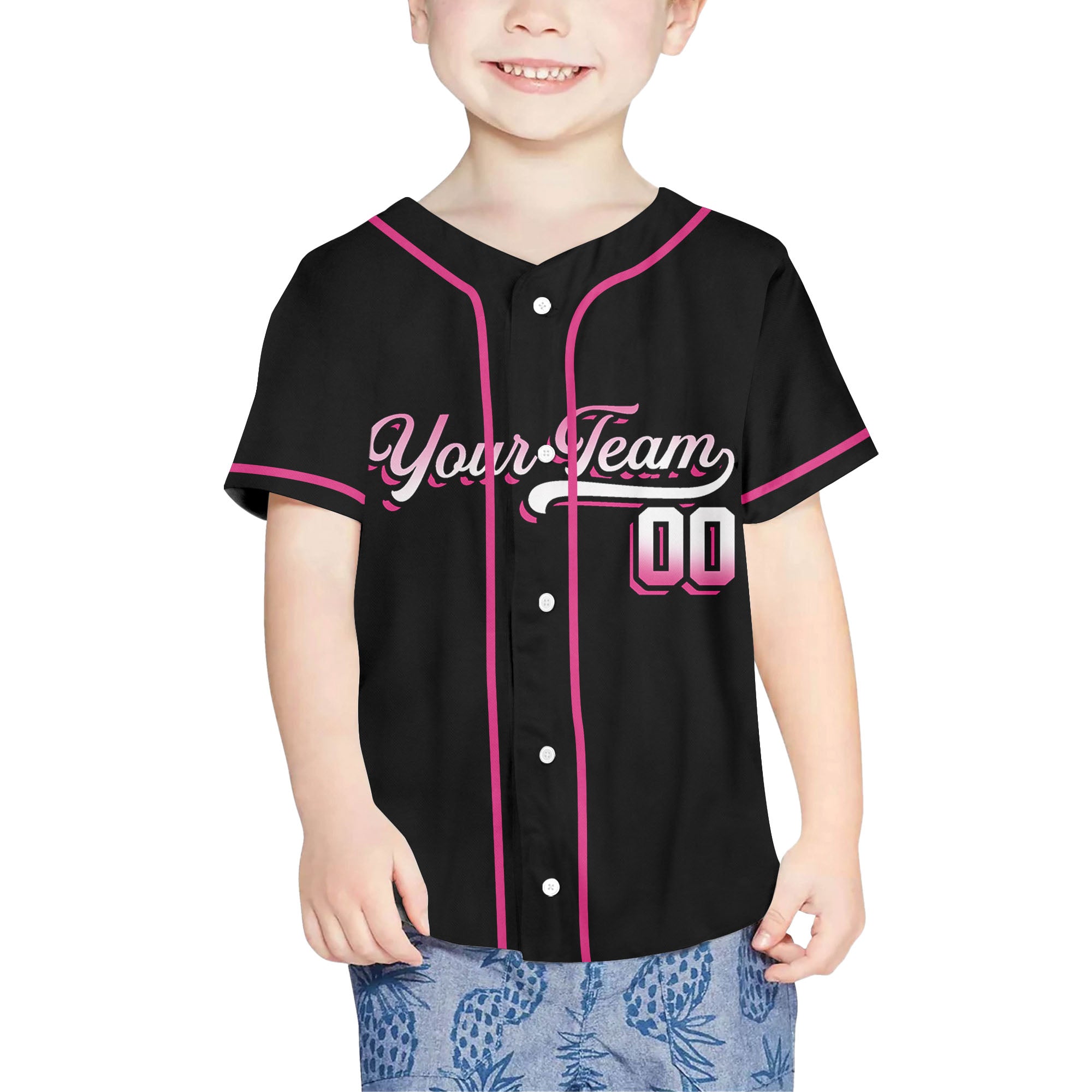Personalized-Team-Name-And-Number-Baseball-Jersey-Custom-Design-Pink-Color-Collection-Gradient-Text