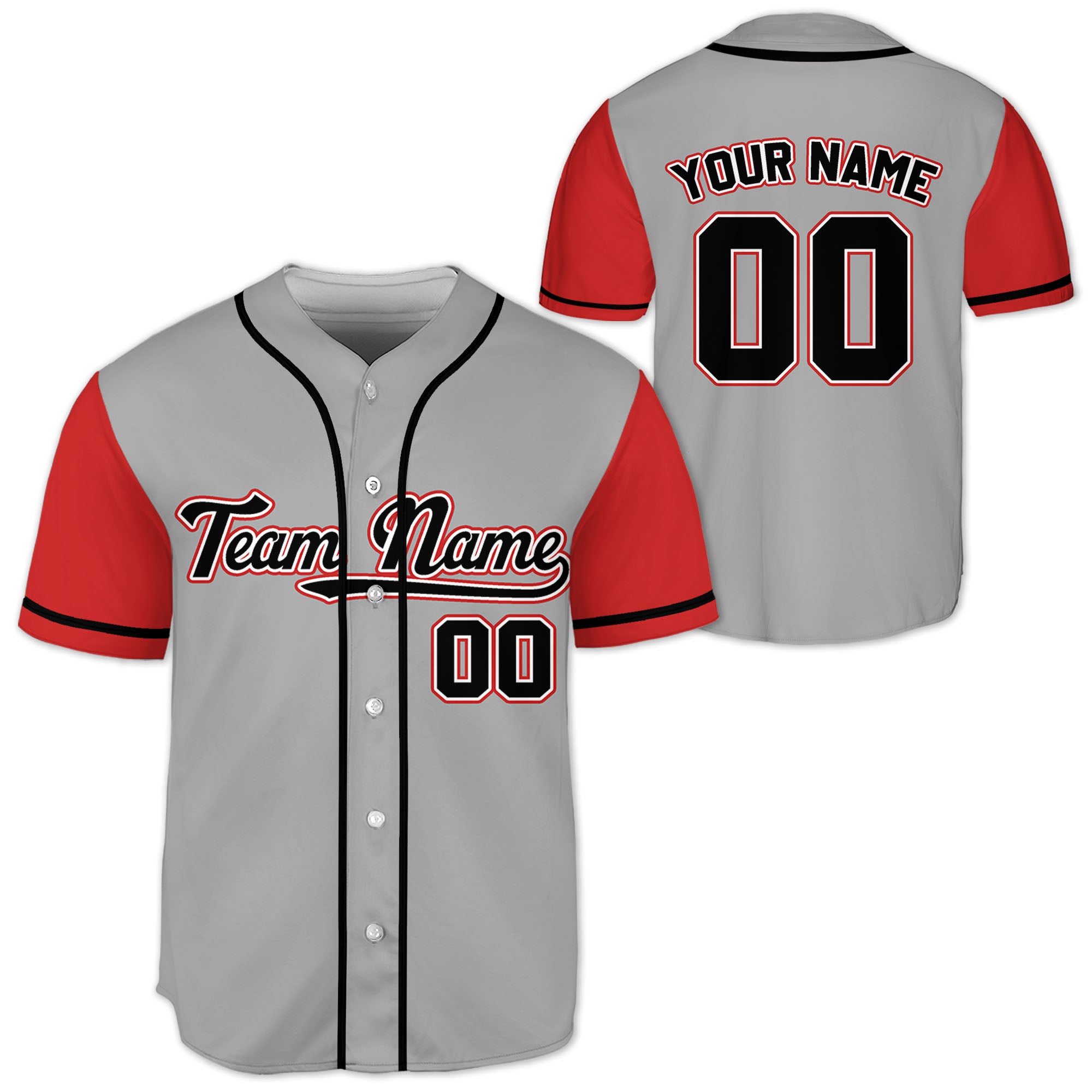 Personalized-Team-Name-Custom-Collection-Awesome-Gray-Red-Sleeve