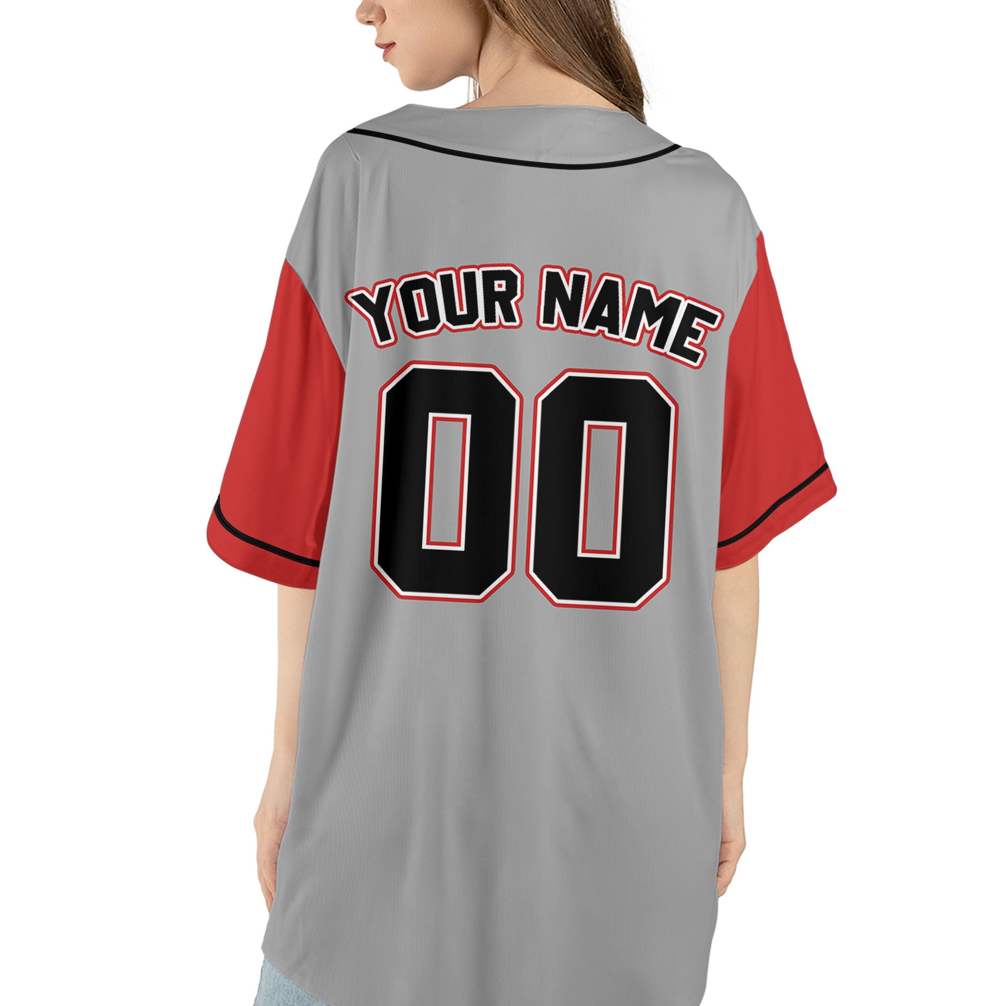 Personalized-Team-Name-Custom-Collection-Awesome-Gray-Red-Sleeve