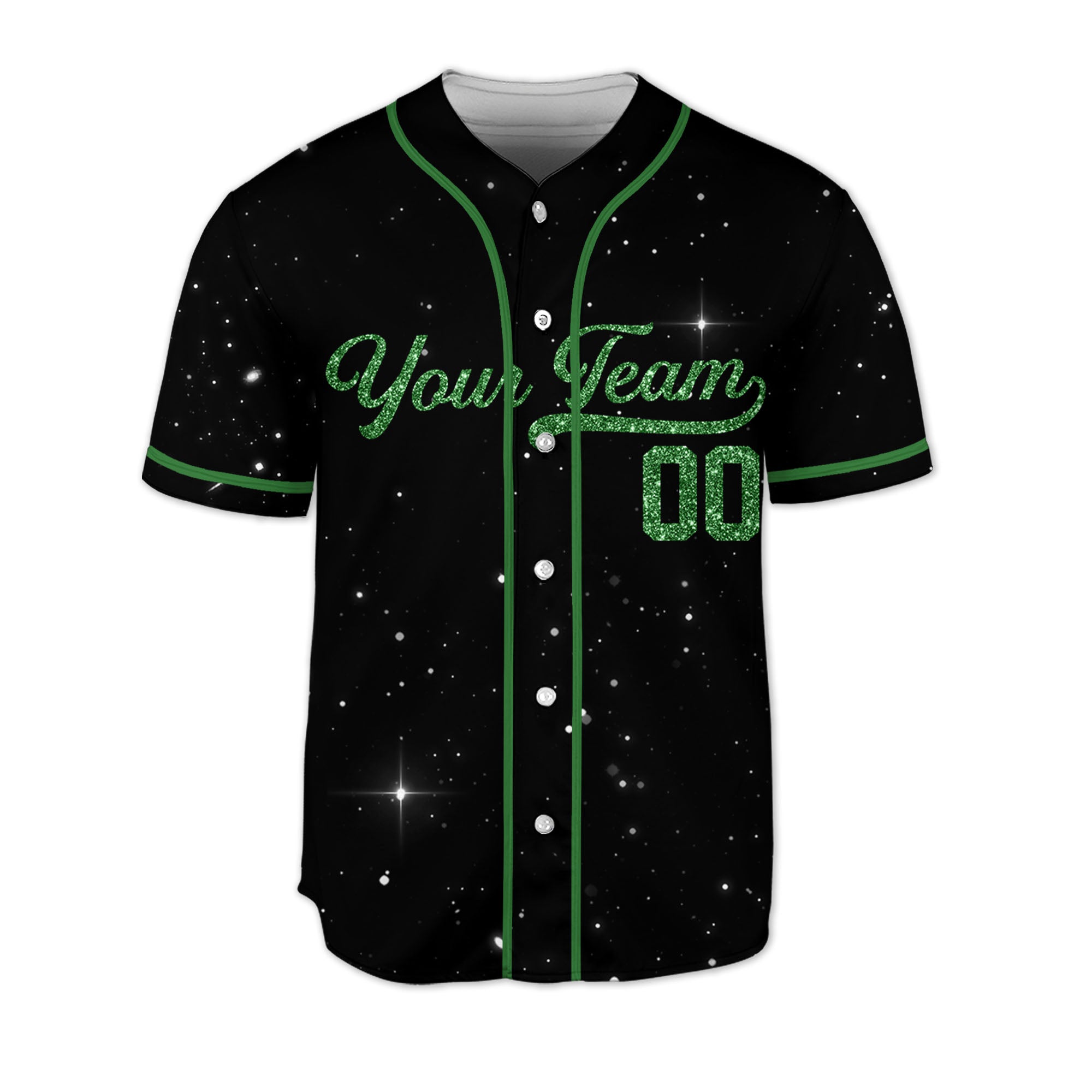 Personalized-Team-Name-Number-Baseball-Jersey-Star-Blink-Printed-Glitter-Collection-Green-Color
