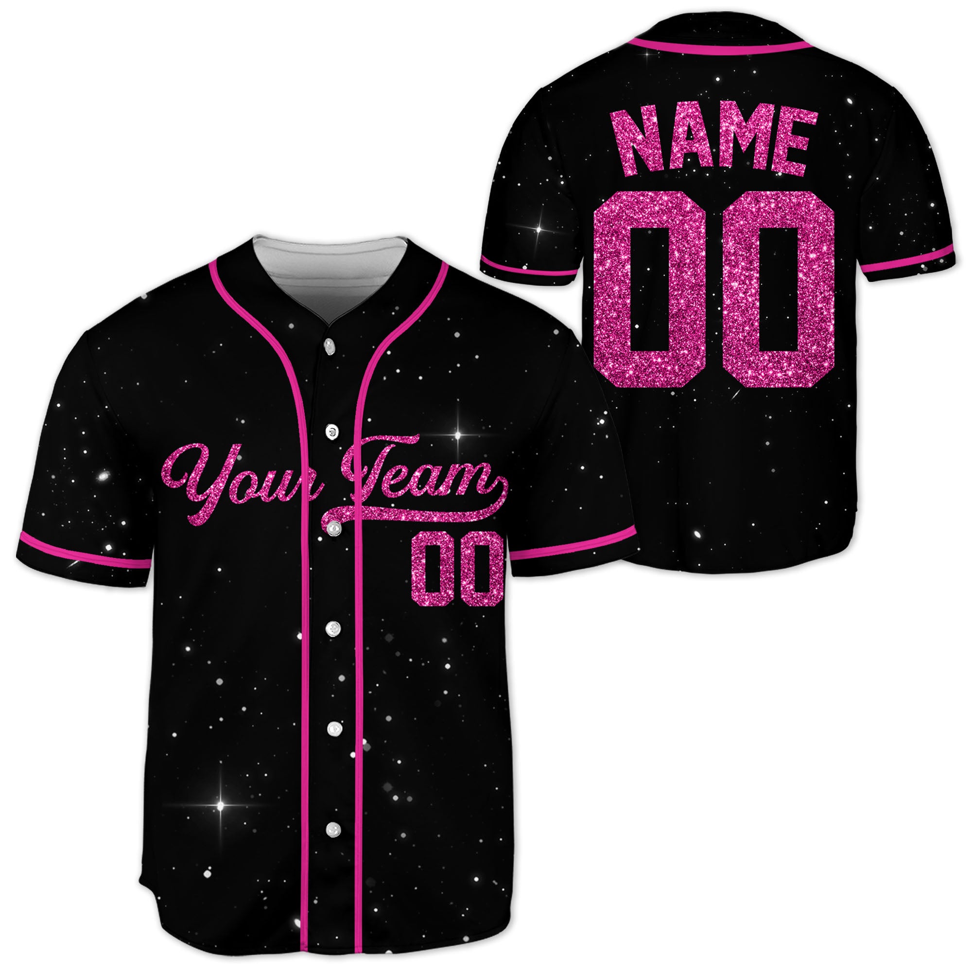 Personalized-Team-Name-Number-Baseball-Jersey-Star-Blink-Printed-Glitter-Collection-Pink-Color