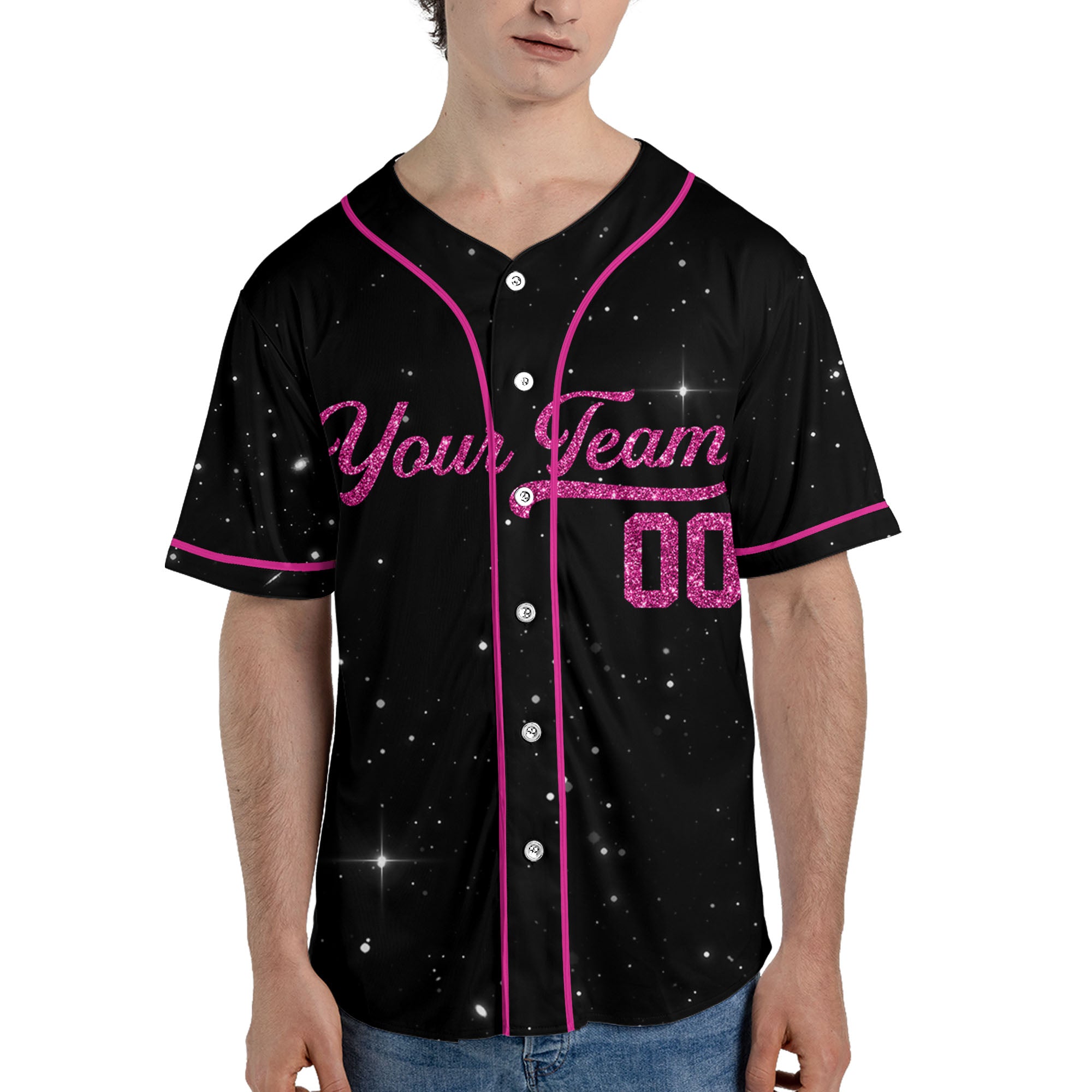 Personalized-Team-Name-Number-Baseball-Jersey-Star-Blink-Printed-Glitter-Collection-Pink-Color