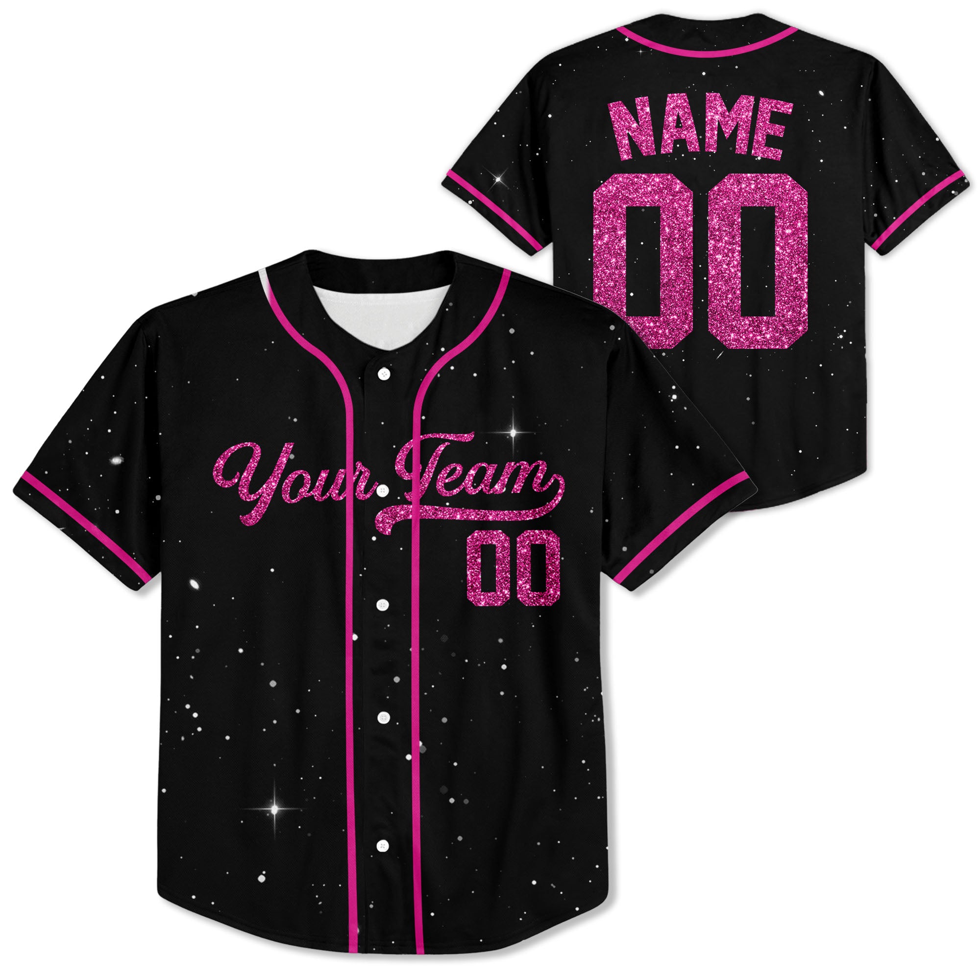 Personalized-Team-Name-Number-Baseball-Jersey-Star-Blink-Printed-Glitter-Collection-Pink-Color