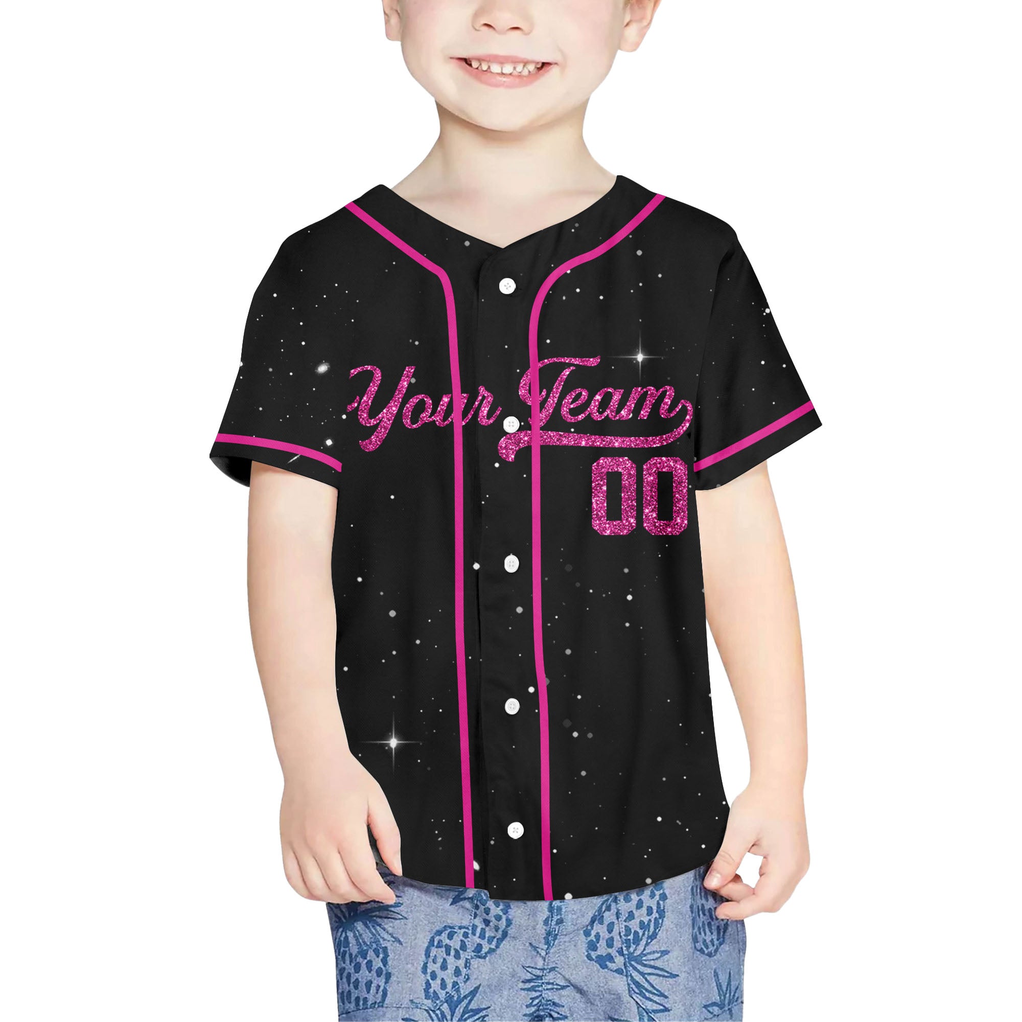 Personalized-Team-Name-Number-Baseball-Jersey-Star-Blink-Printed-Glitter-Collection-Pink-Color