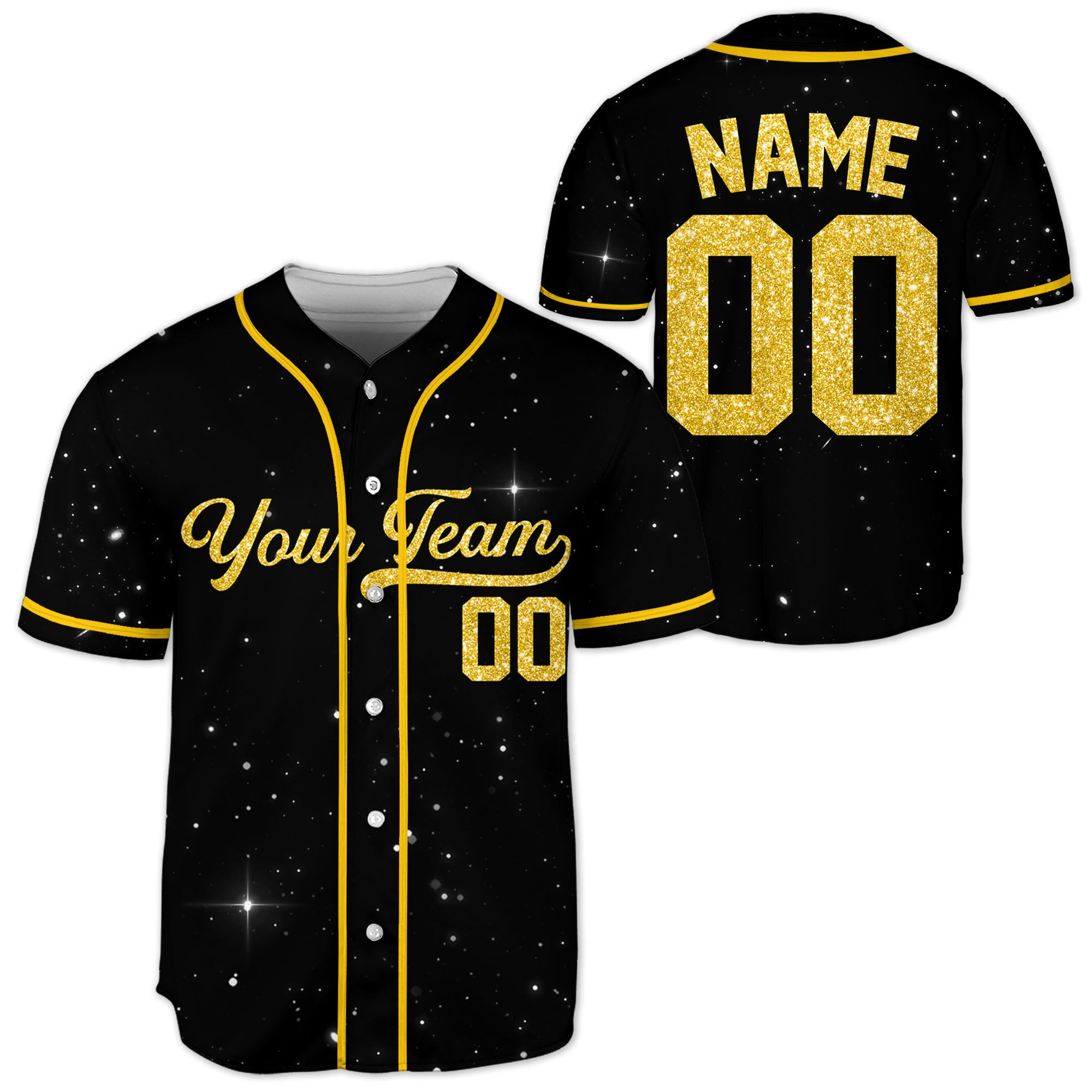 Personalized-Team-Name-Number-Baseball-Jersey-Star-Blink-Printed-Glitter-Collection-Yellow-Color