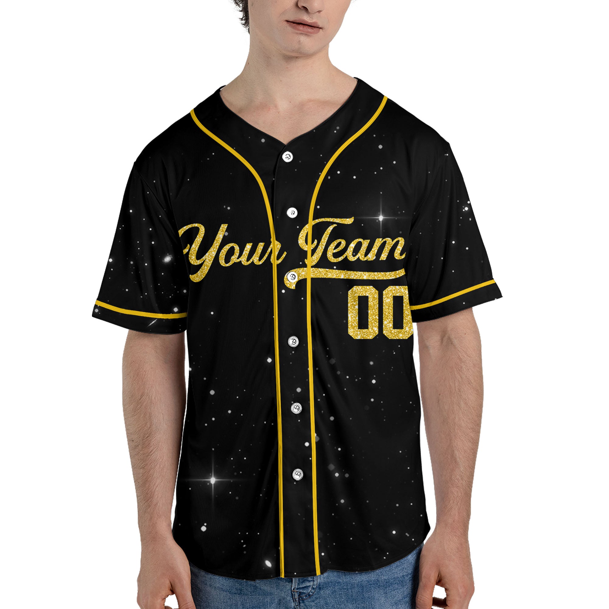 Personalized-Team-Name-Number-Baseball-Jersey-Star-Blink-Printed-Glitter-Collection-Yellow-Color