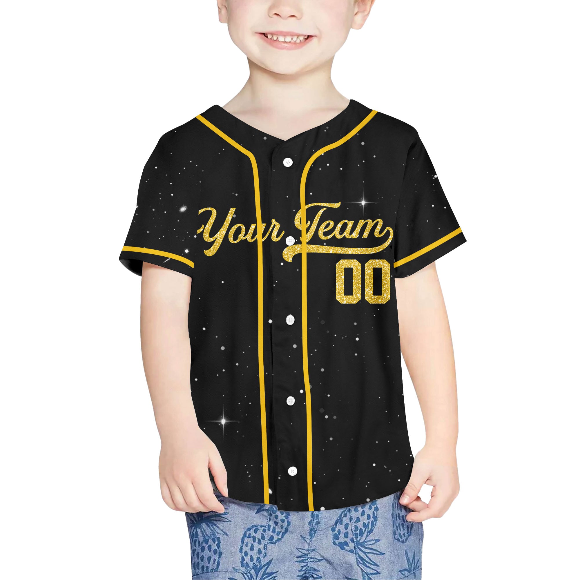 Personalized-Team-Name-Number-Baseball-Jersey-Star-Blink-Printed-Glitter-Collection-Yellow-Color