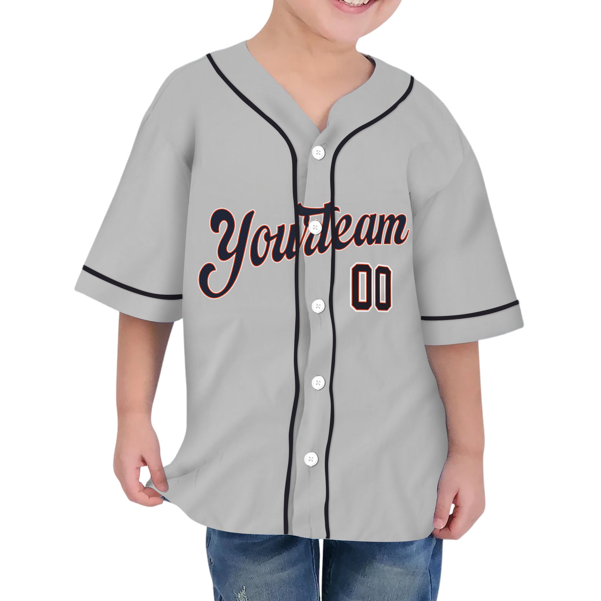 Personalized famous team DT sport classic gray baseball jersey VDD04