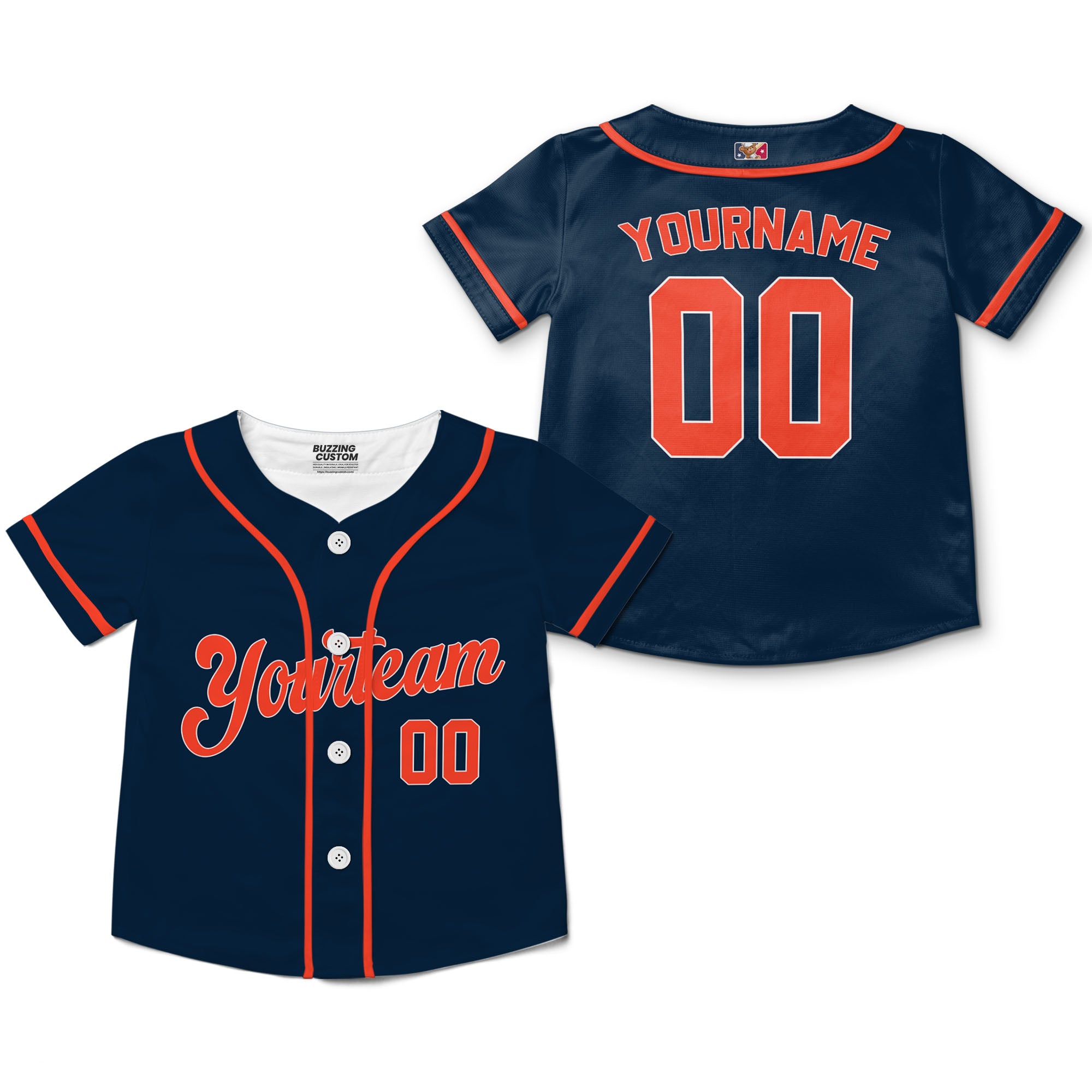 Personalized famous team DT sport navi and orange stripes baseball jersey VDD04
