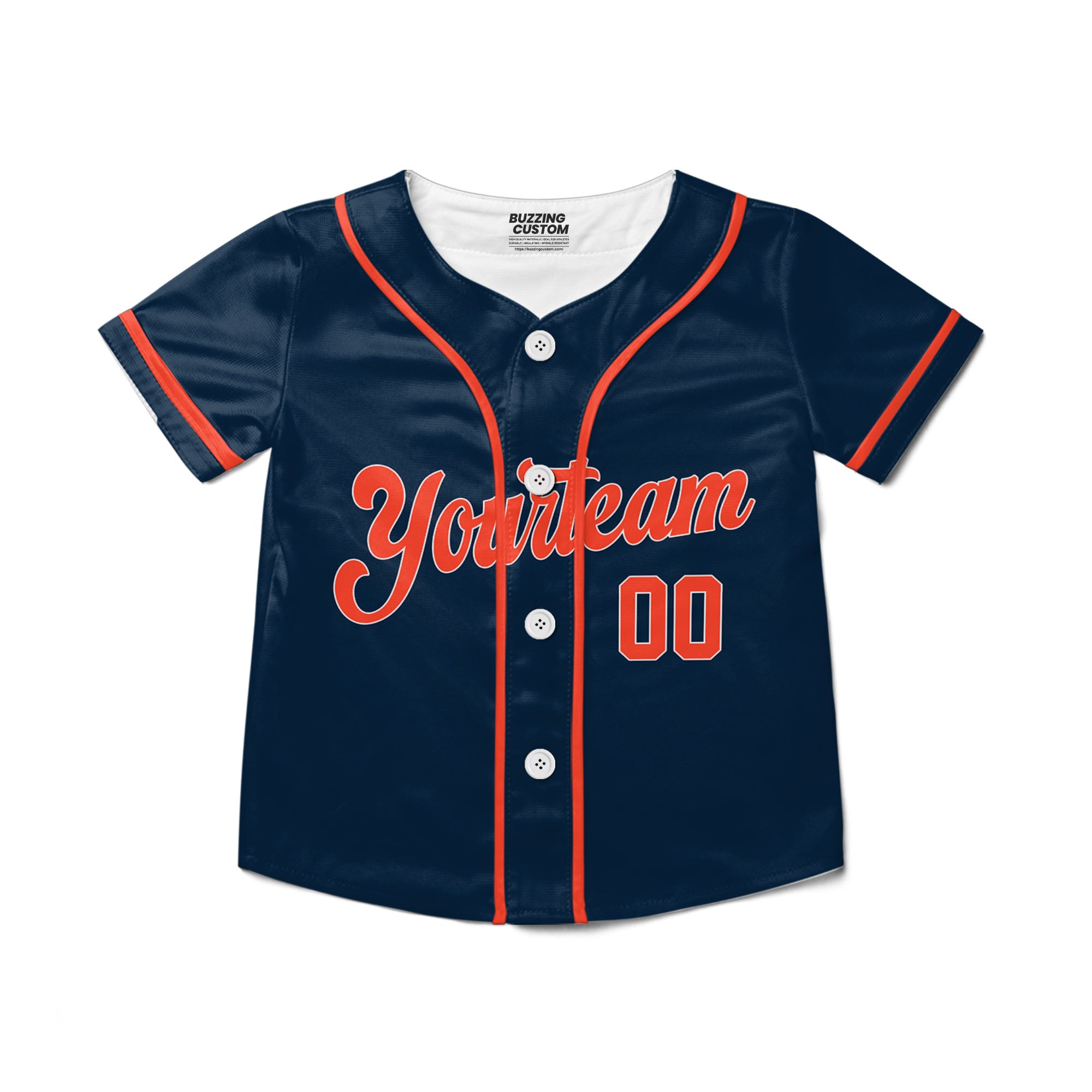 Personalized famous team DT sport navi and orange stripes baseball jersey VDD04
