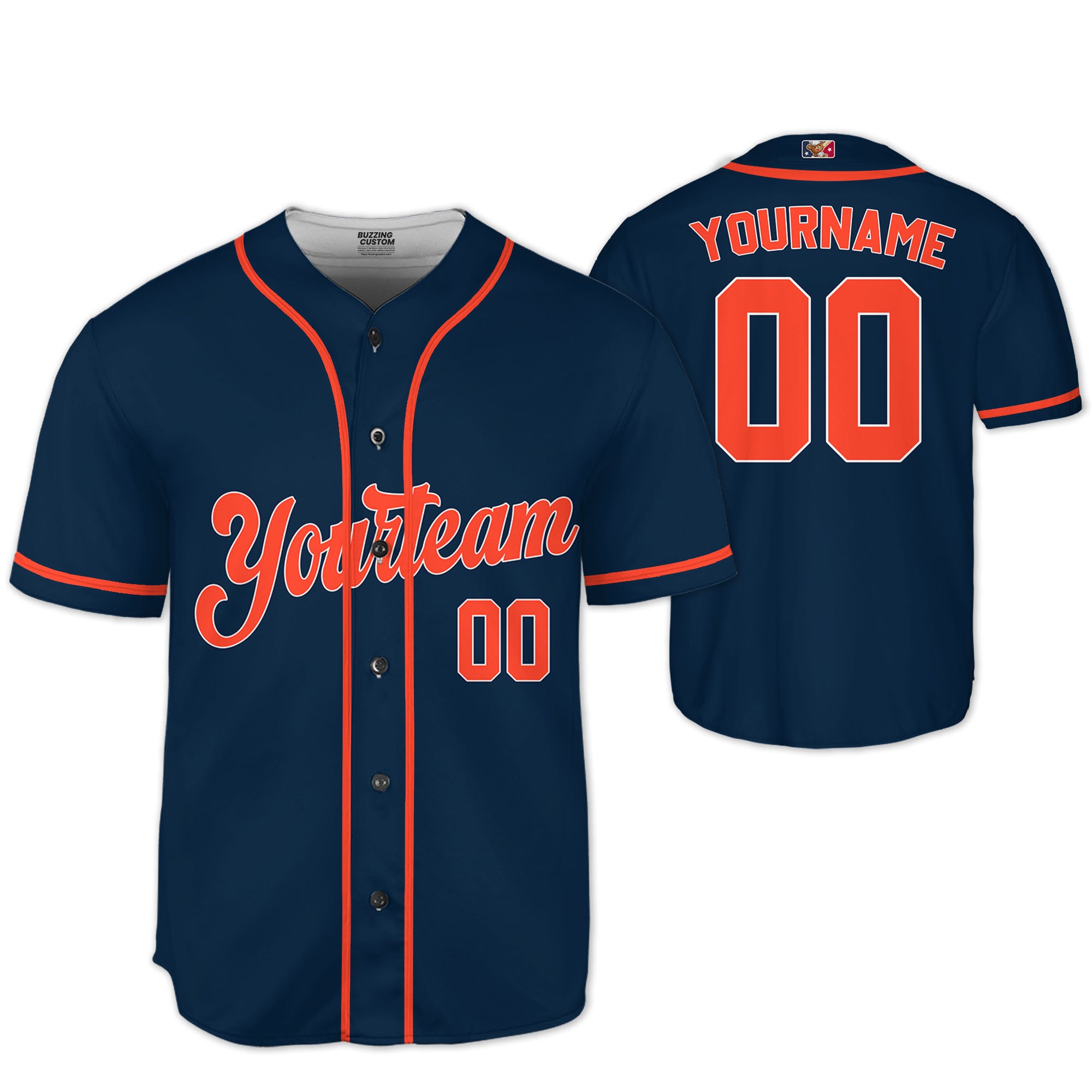 Personalized famous team DT sport navi and orange stripes baseball jersey VDD04
