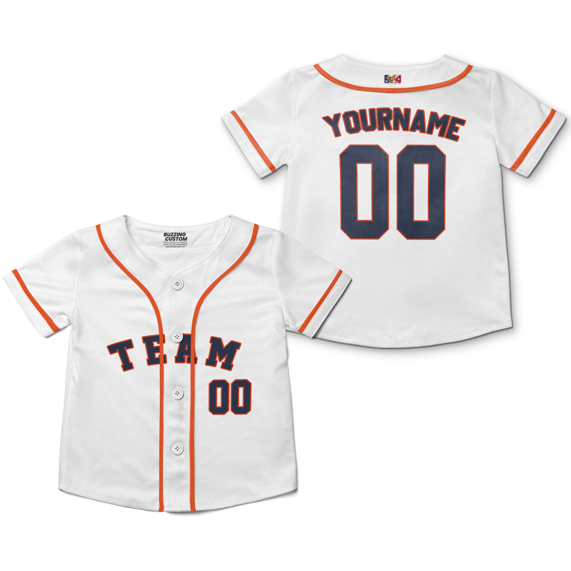 Personalized famous team HA sport white and orange stripes baseball jersey VDD04
