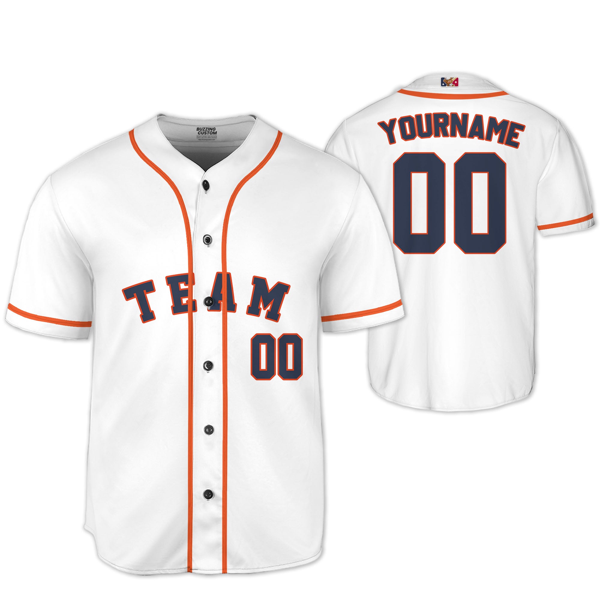 Personalized famous team HA sport white and orange stripes baseball jersey VDD04
