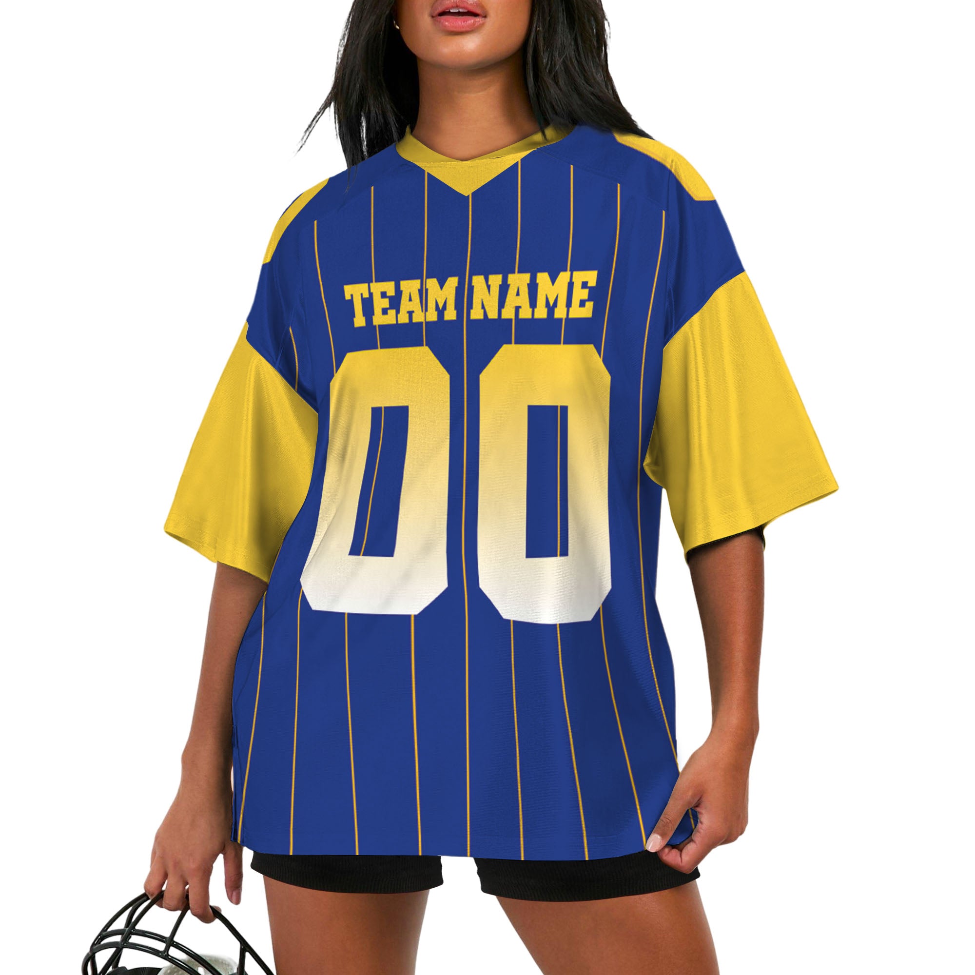 personalized-football-team-los-angeles-blue-and-yellow-sleeve-thin-stripes-lar-ca02-1385