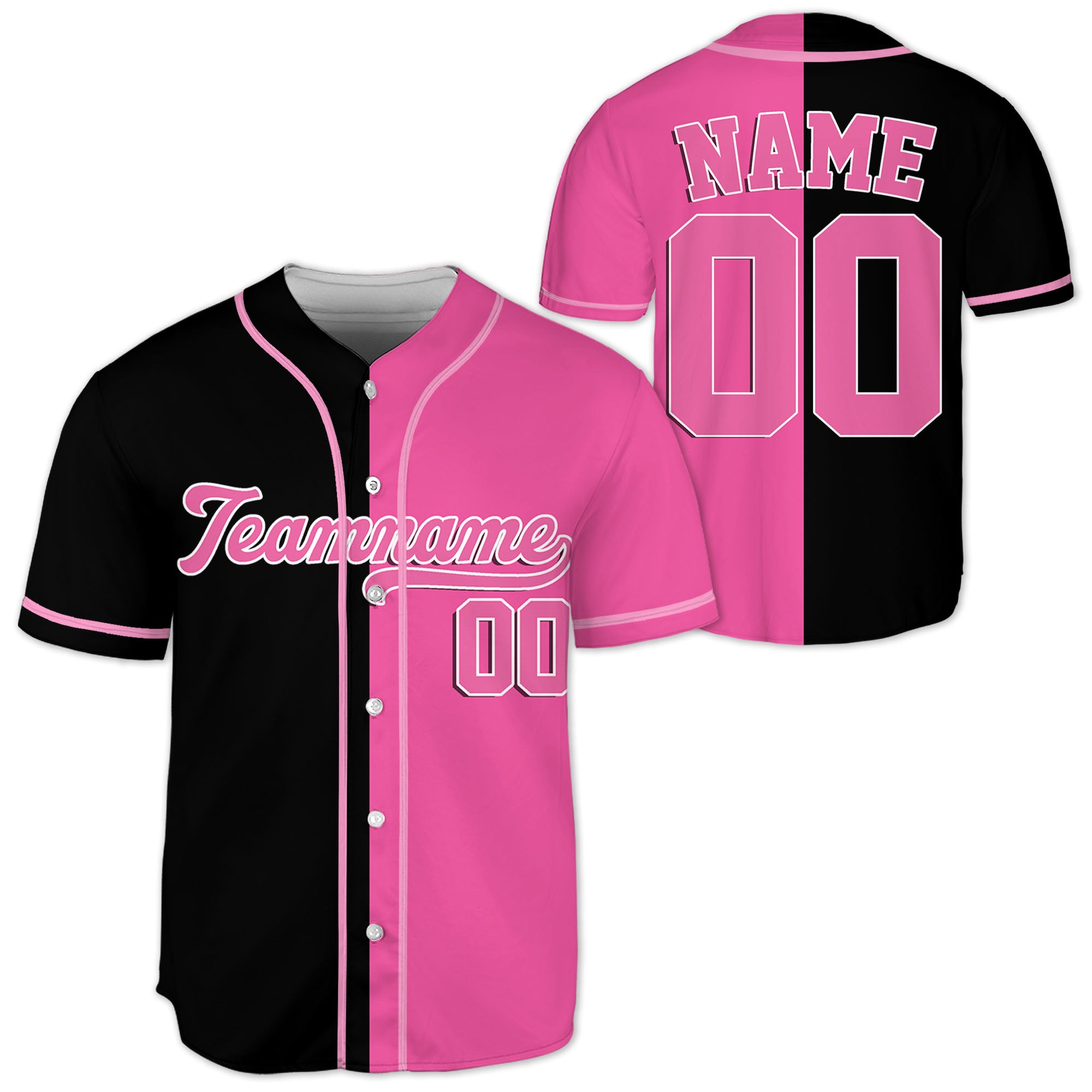 Pink-Black-Personalized-Team-Name-And-Number-Custom-Baseball-Jersey-Pink-Collection