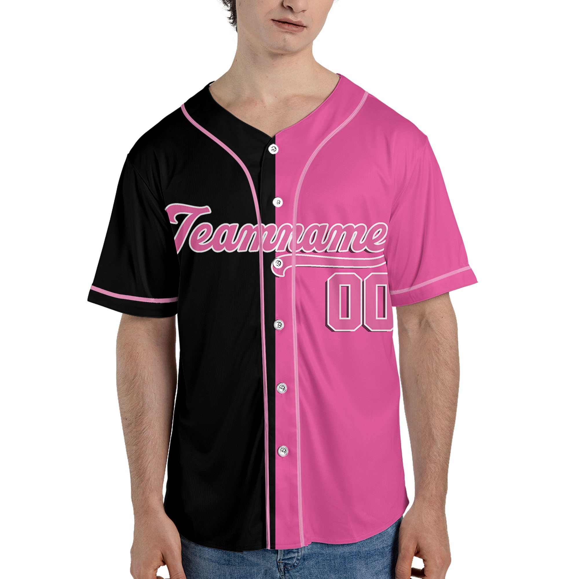 Pink-Black-Personalized-Team-Name-And-Number-Custom-Baseball-Jersey-Pink-Collection
