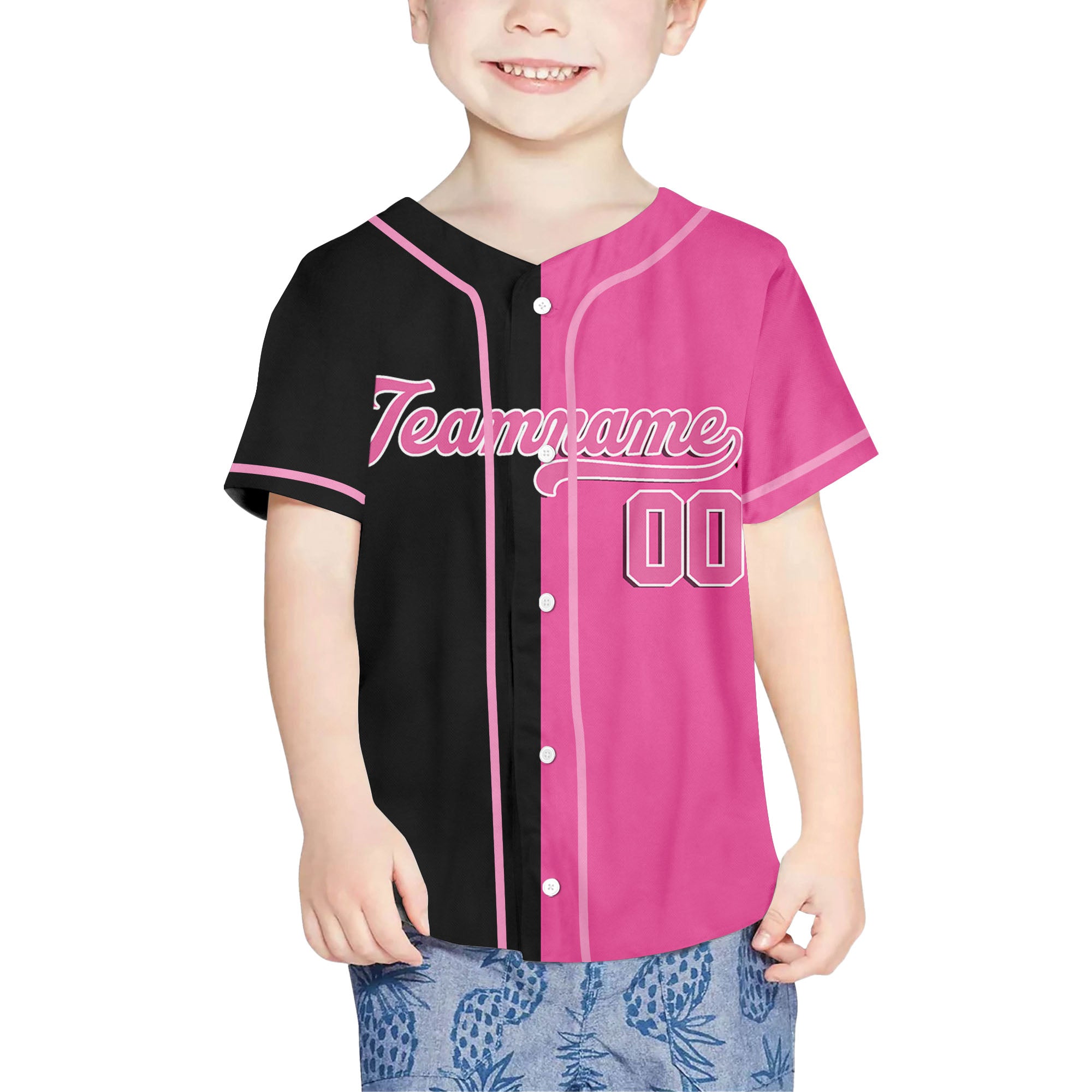 Pink-Black-Personalized-Team-Name-And-Number-Custom-Baseball-Jersey-Pink-Collection