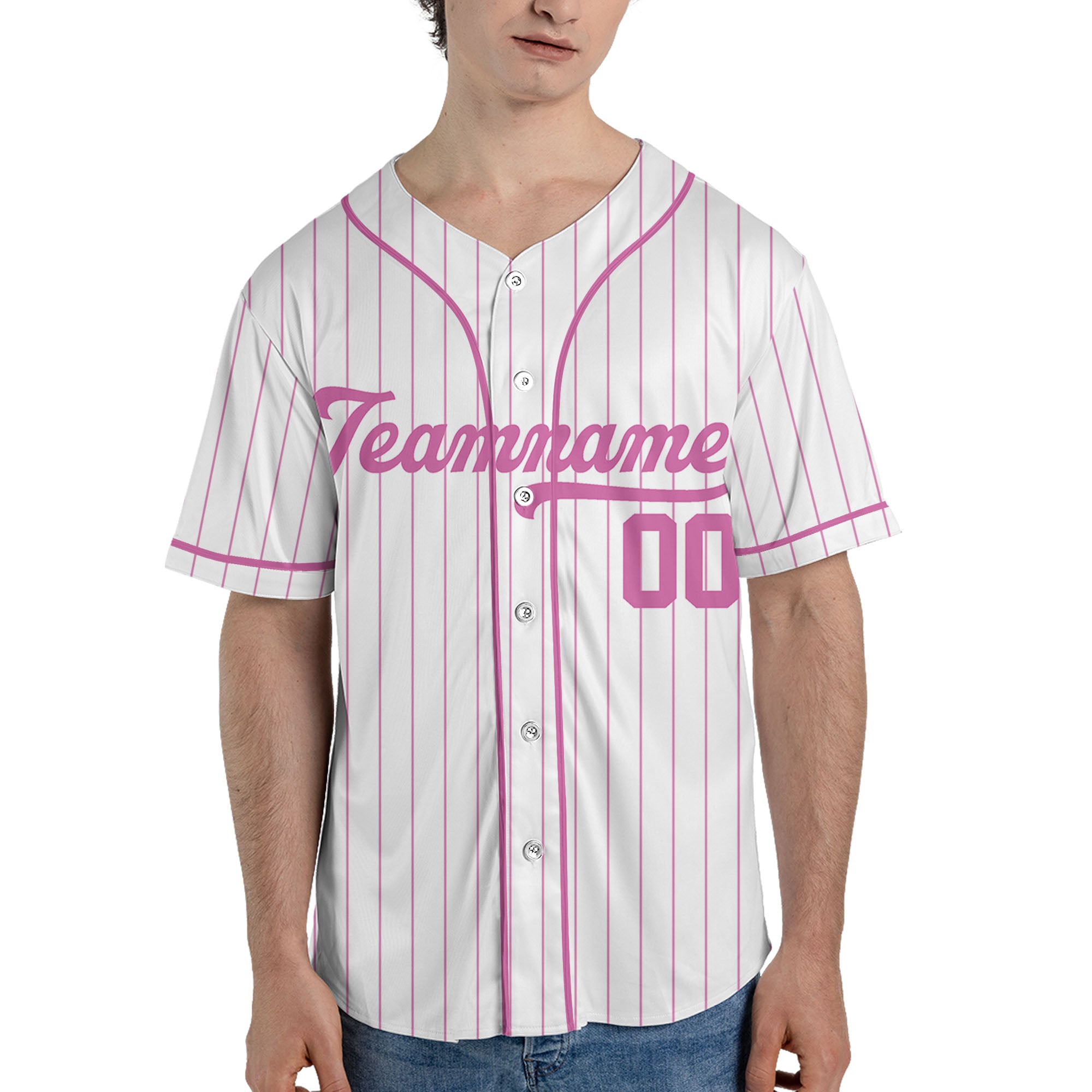 Pink-Custom-Request-Stripe-Line-Custom-Colors-Personalized-Name-Baseball-Jersey