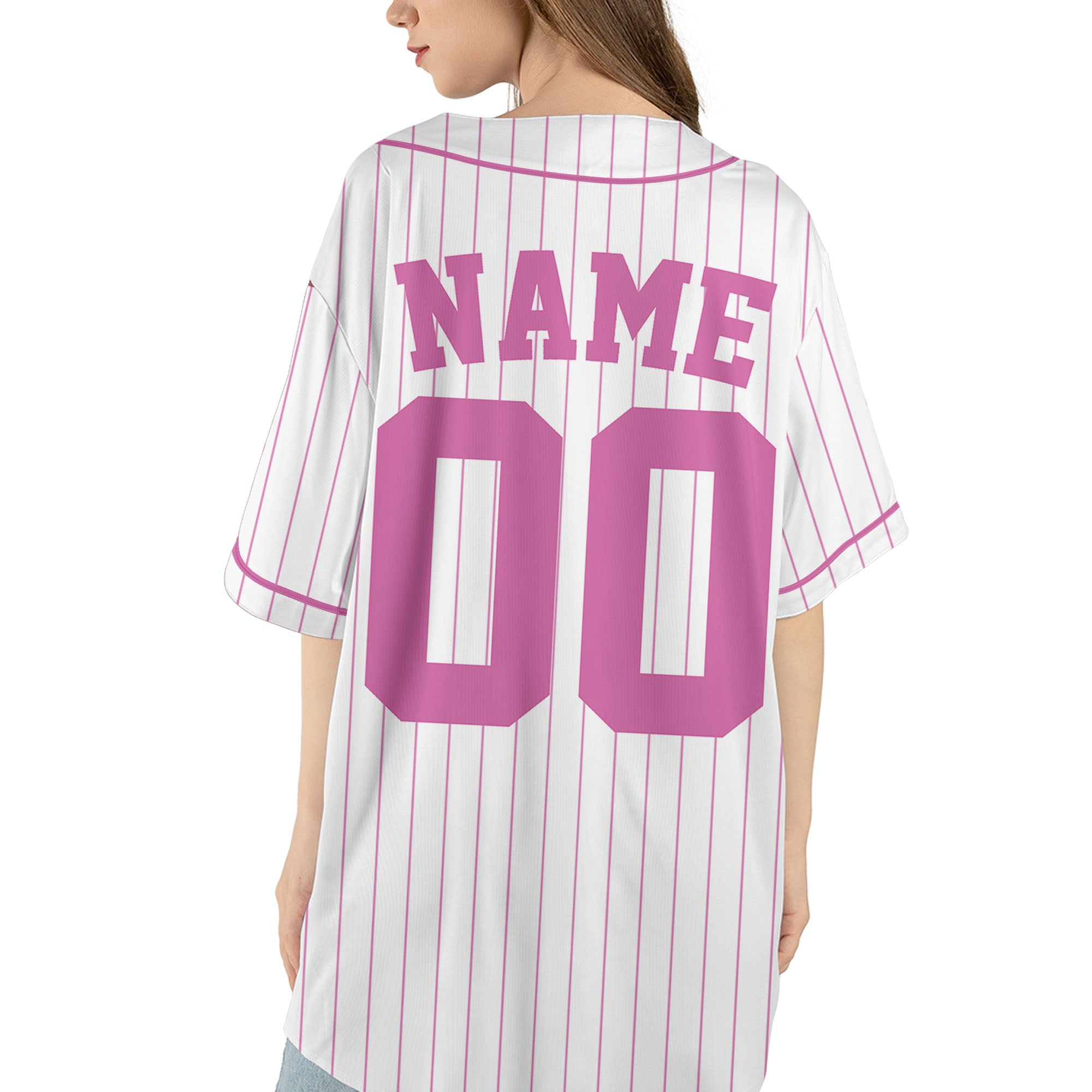 Pink-Custom-Request-Stripe-Line-Custom-Colors-Personalized-Name-Baseball-Jersey