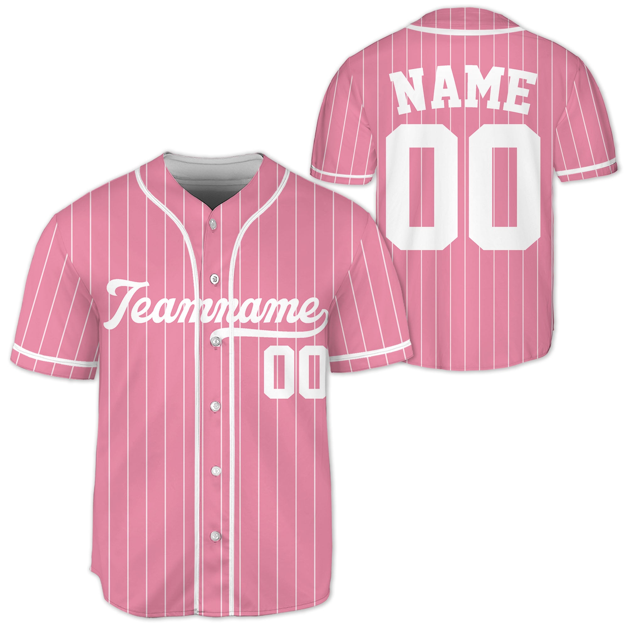 Pink-Stripe-Personalized-Team-Name-And-Number-Custom-Baseball-Jersey-Pink-Collection