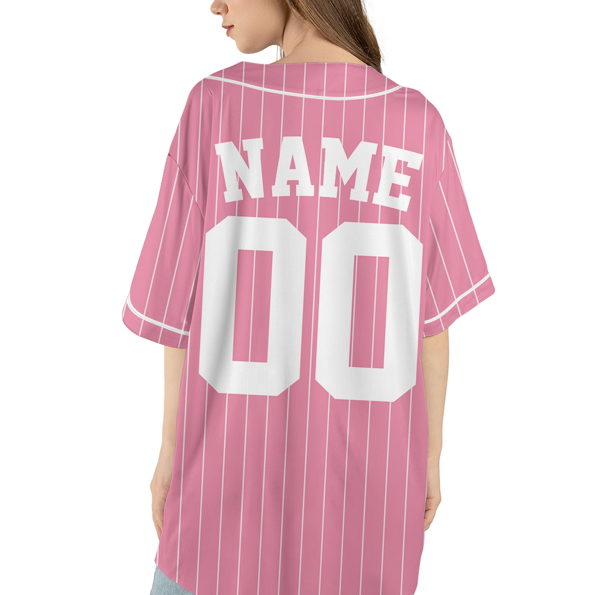 Pink-Stripe-Personalized-Team-Name-And-Number-Custom-Baseball-Jersey-Pink-Collection