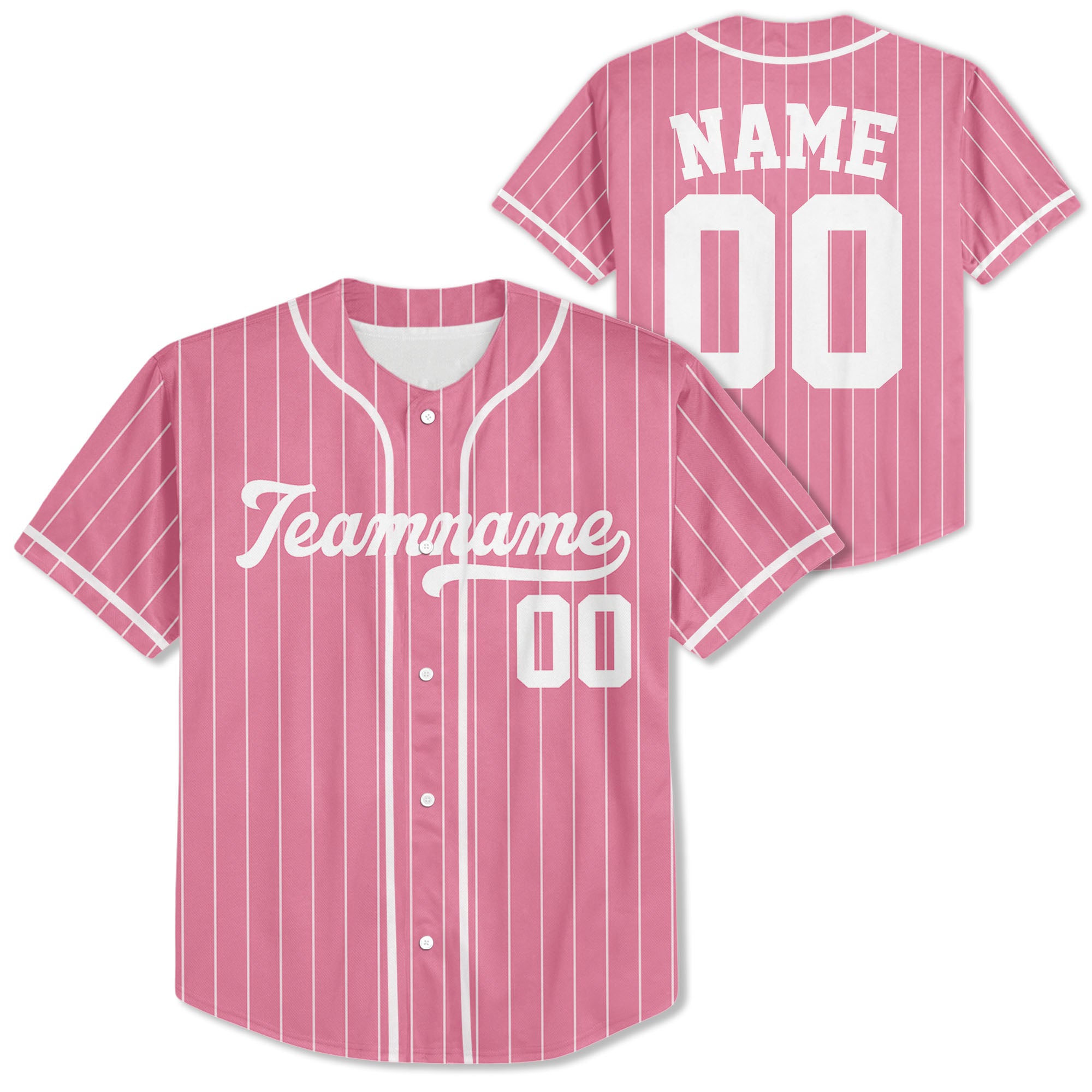 Pink-Stripe-Personalized-Team-Name-And-Number-Custom-Baseball-Jersey-Pink-Collection