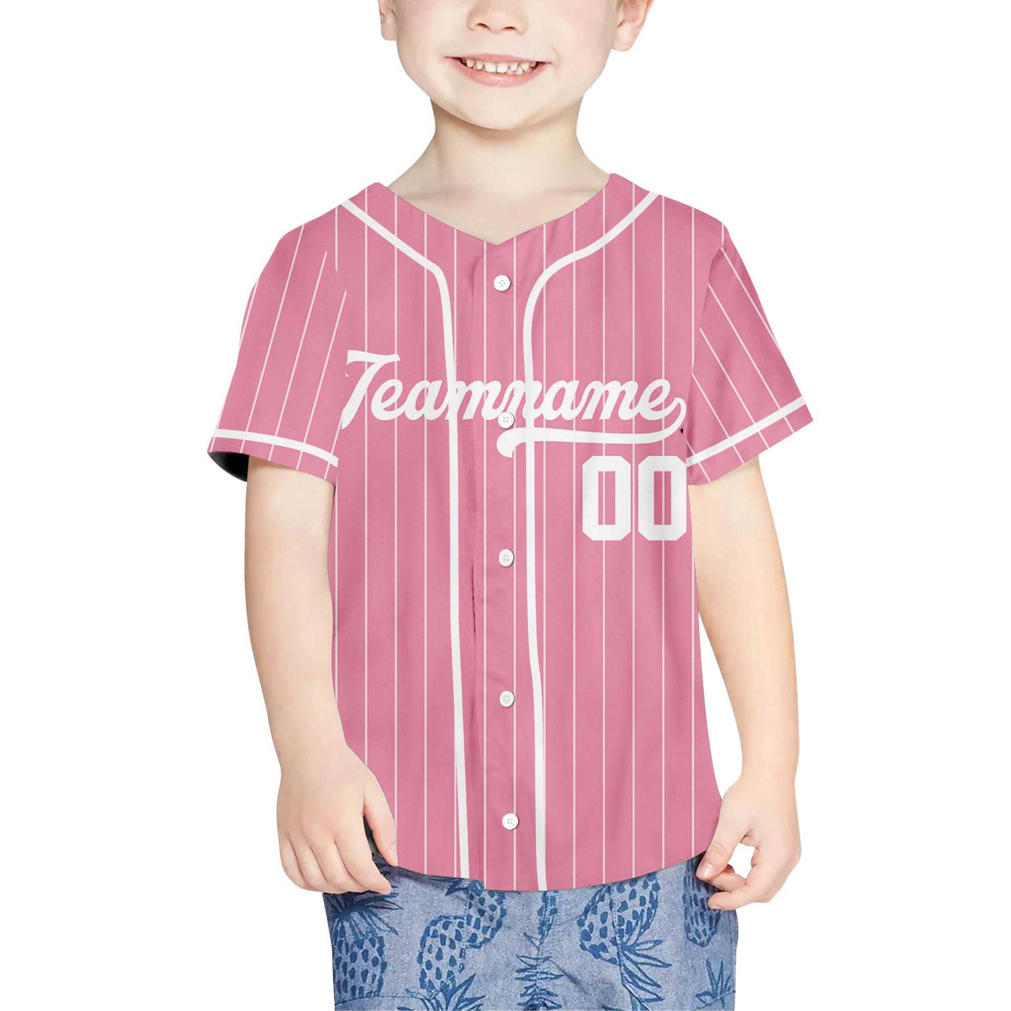 Pink-Stripe-Personalized-Team-Name-And-Number-Custom-Baseball-Jersey-Pink-Collection