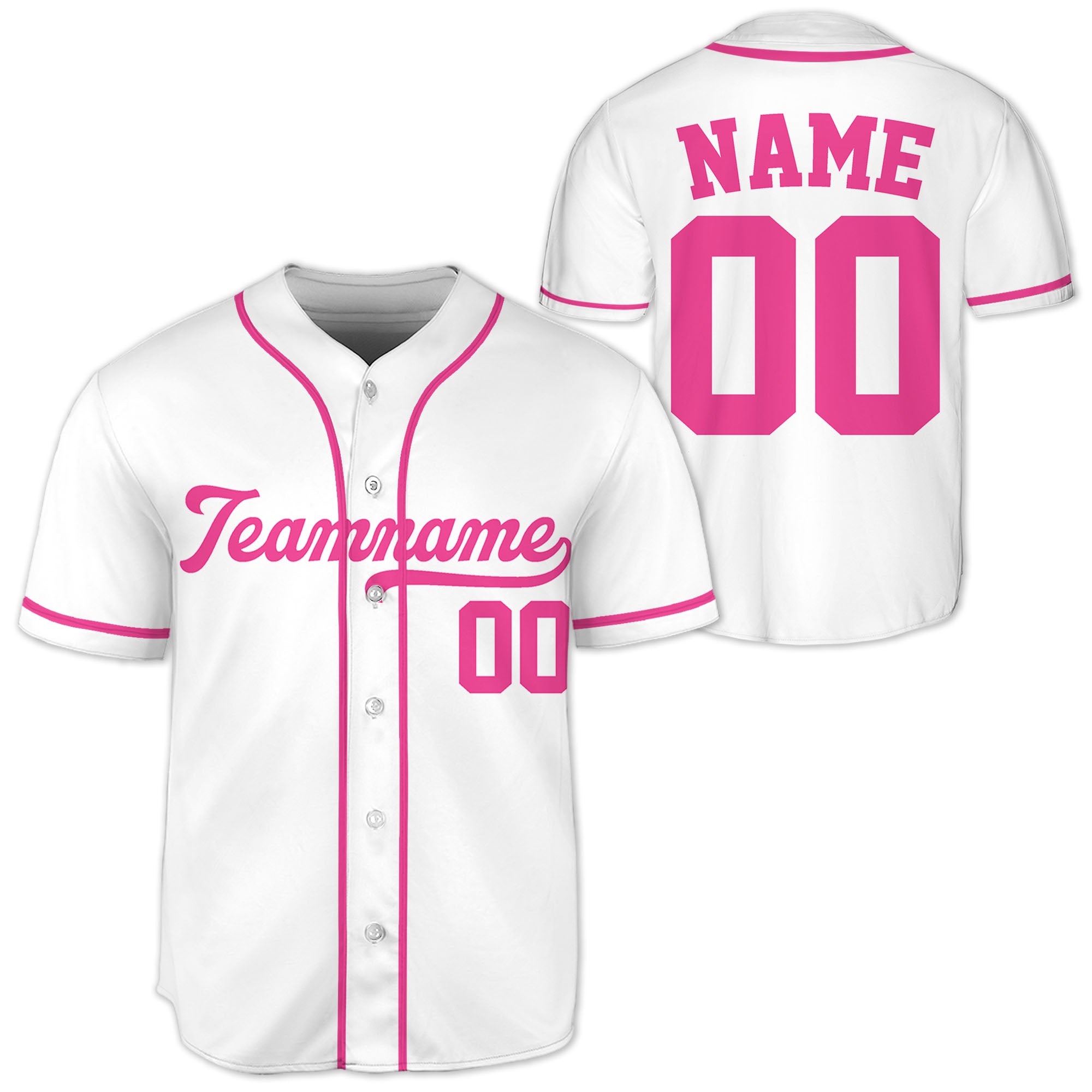 Pink-White-ersonalized-Team-Name-And-Number-Custom-Baseball-Jersey-Pink-Collection