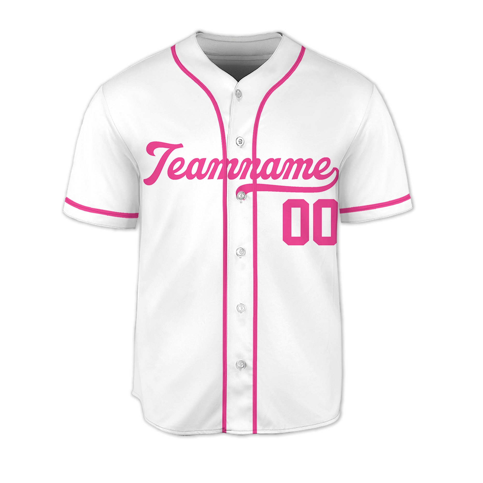 Pink-White-ersonalized-Team-Name-And-Number-Custom-Baseball-Jersey-Pink-Collection