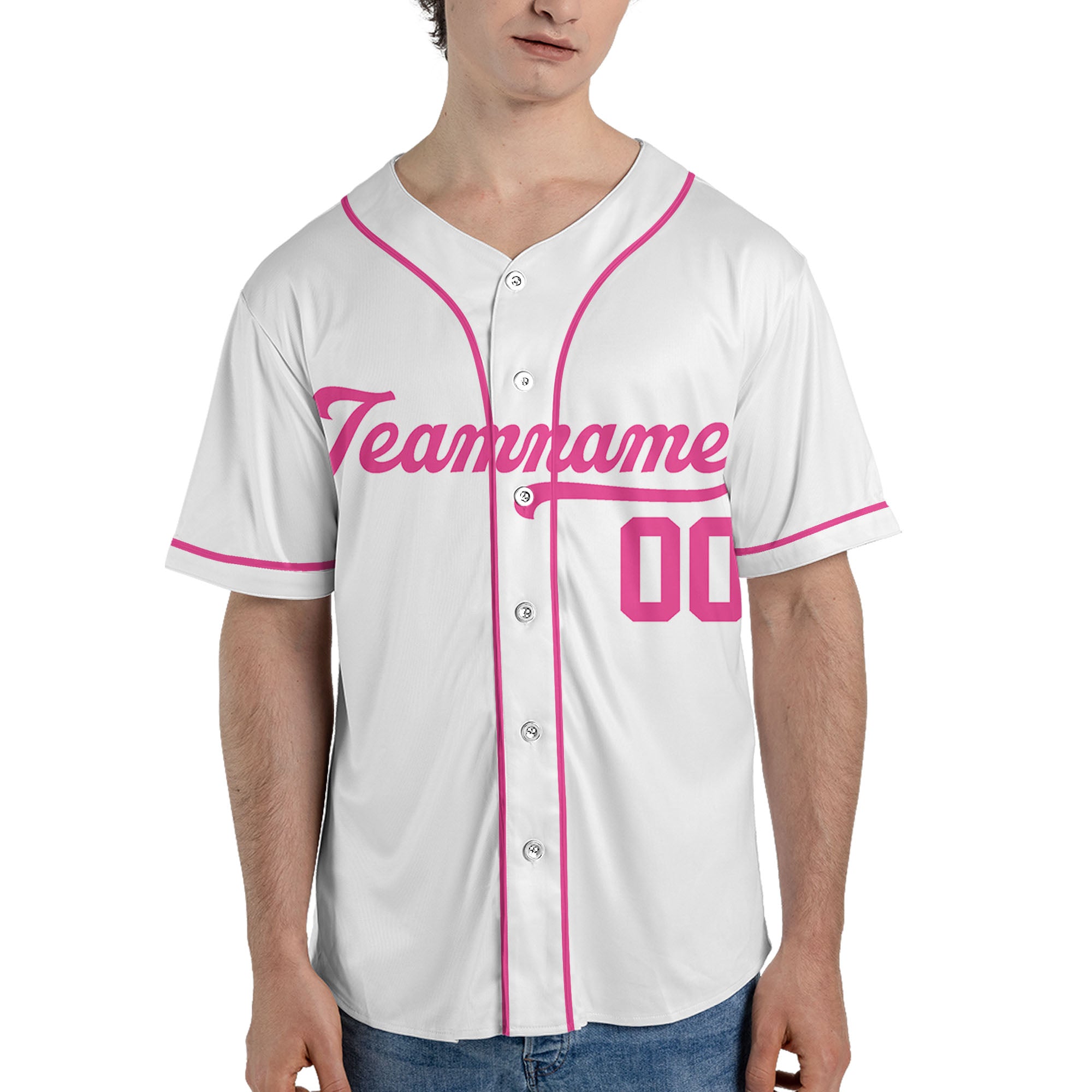 Pink-White-ersonalized-Team-Name-And-Number-Custom-Baseball-Jersey-Pink-Collection
