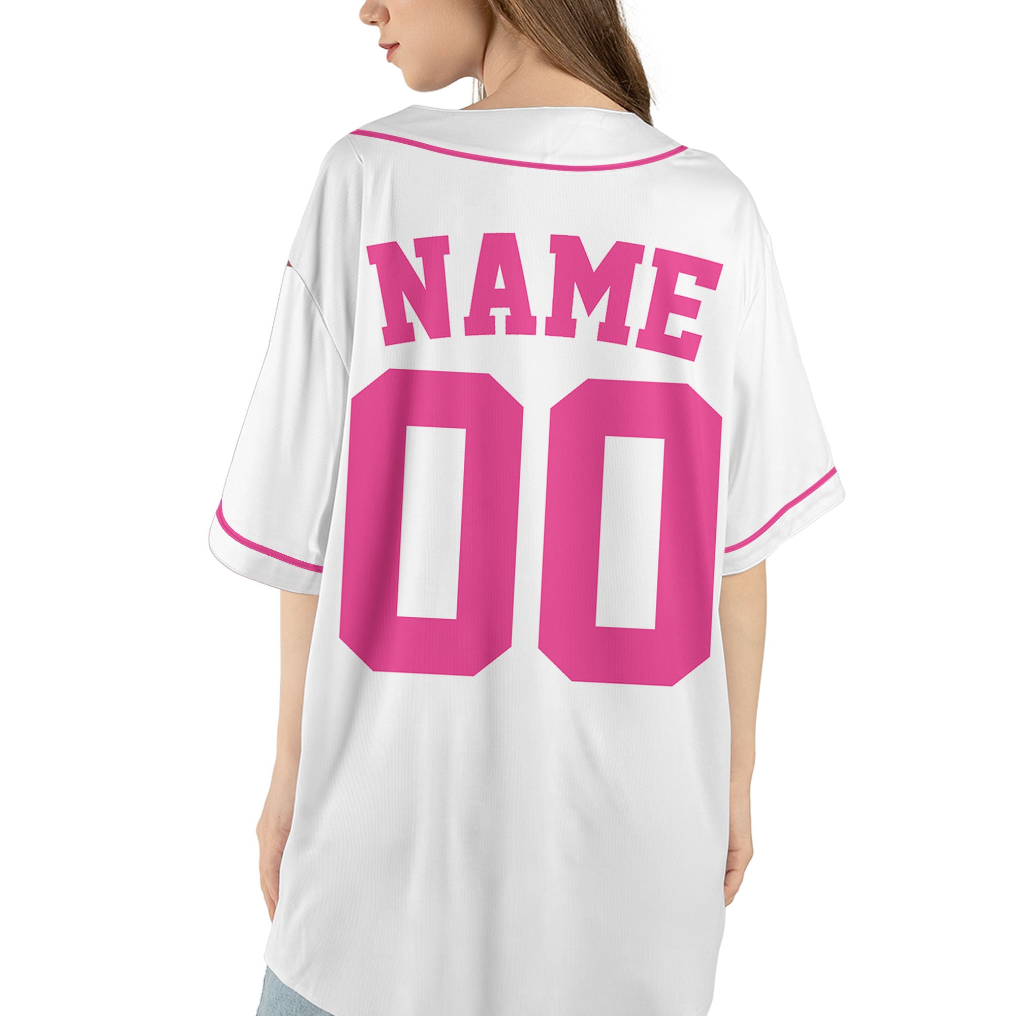 Pink-White-ersonalized-Team-Name-And-Number-Custom-Baseball-Jersey-Pink-Collection