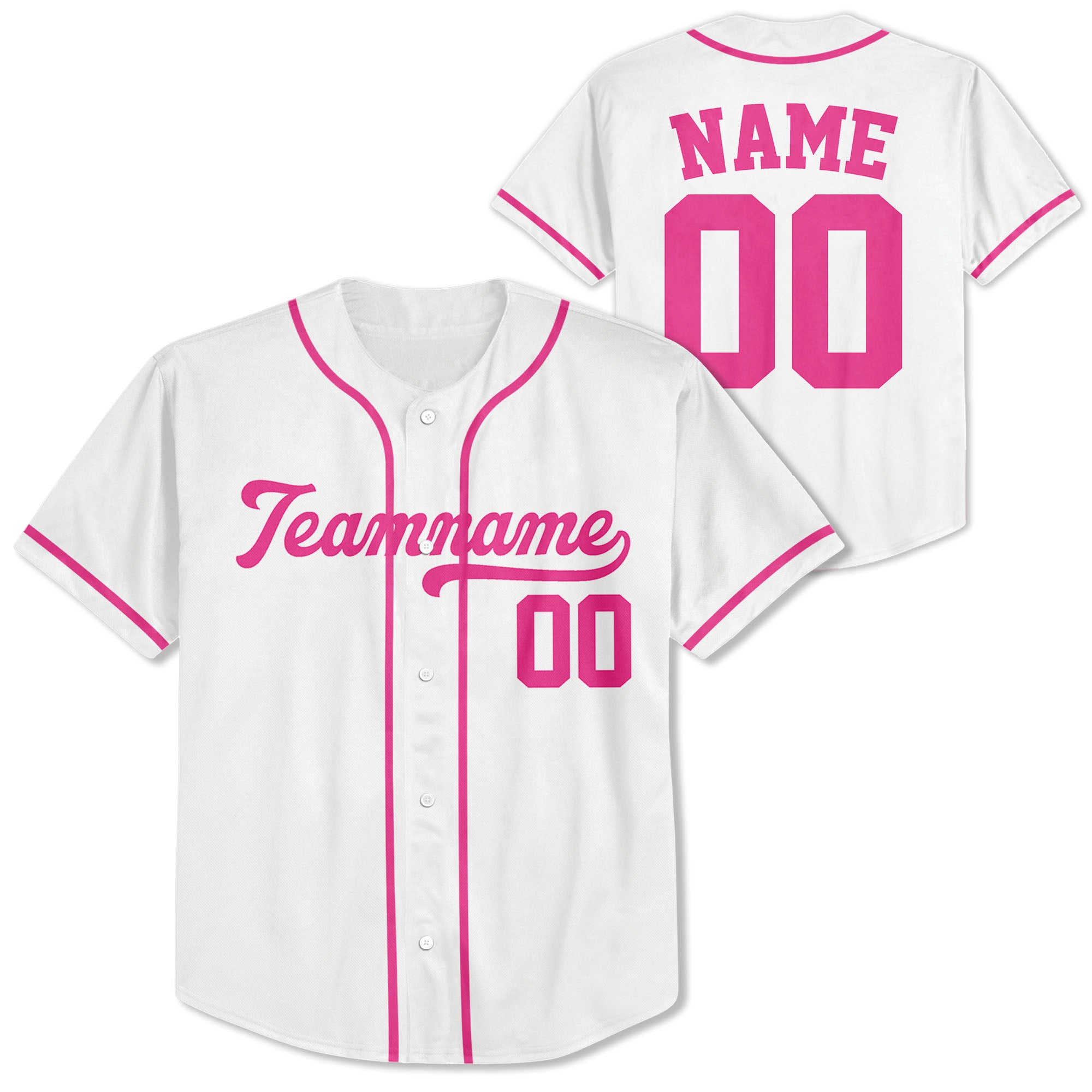 Pink-White-ersonalized-Team-Name-And-Number-Custom-Baseball-Jersey-Pink-Collection
